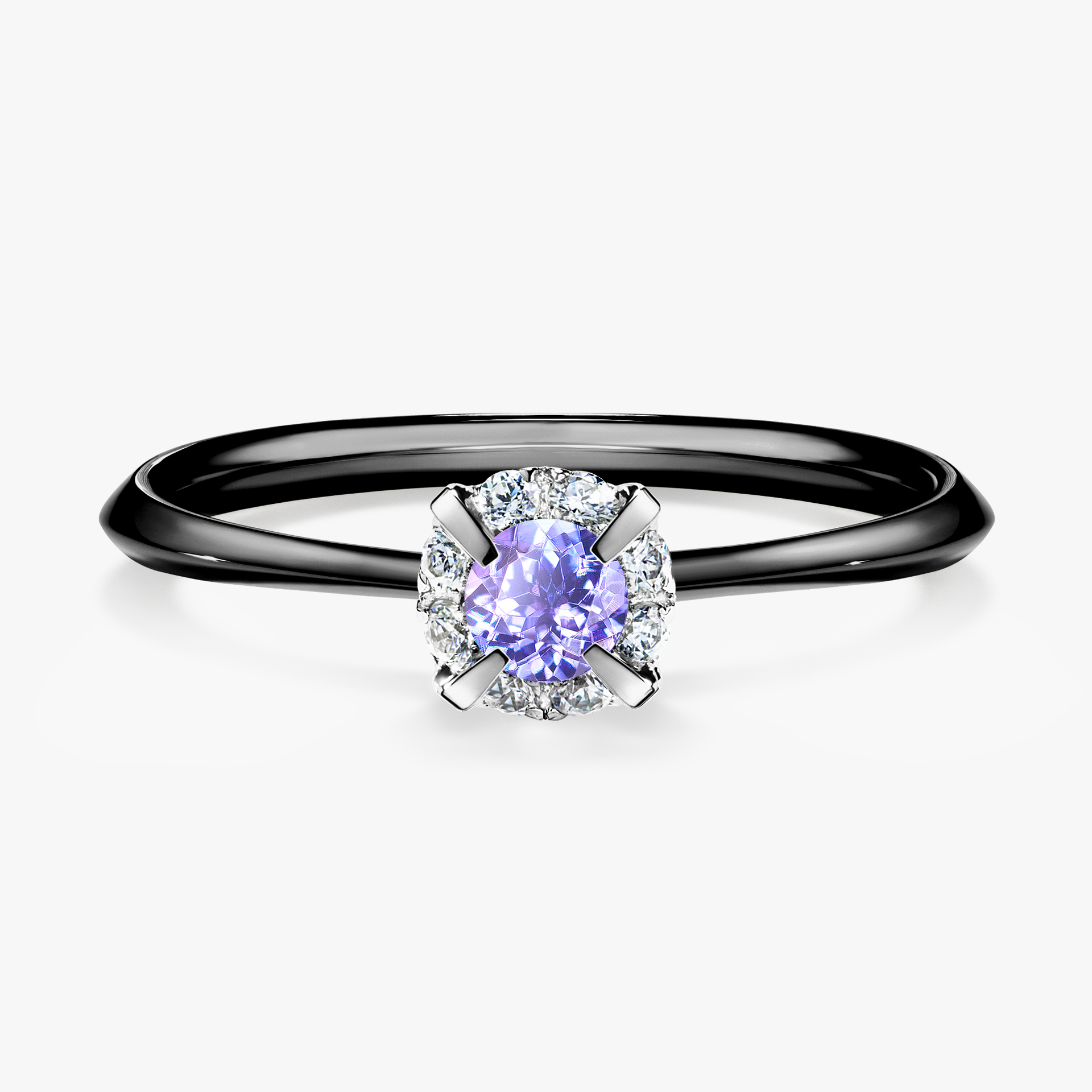 Pierścionek zaręczynowy My Beauty z czarnego złota z tanzanitem 0,14ct