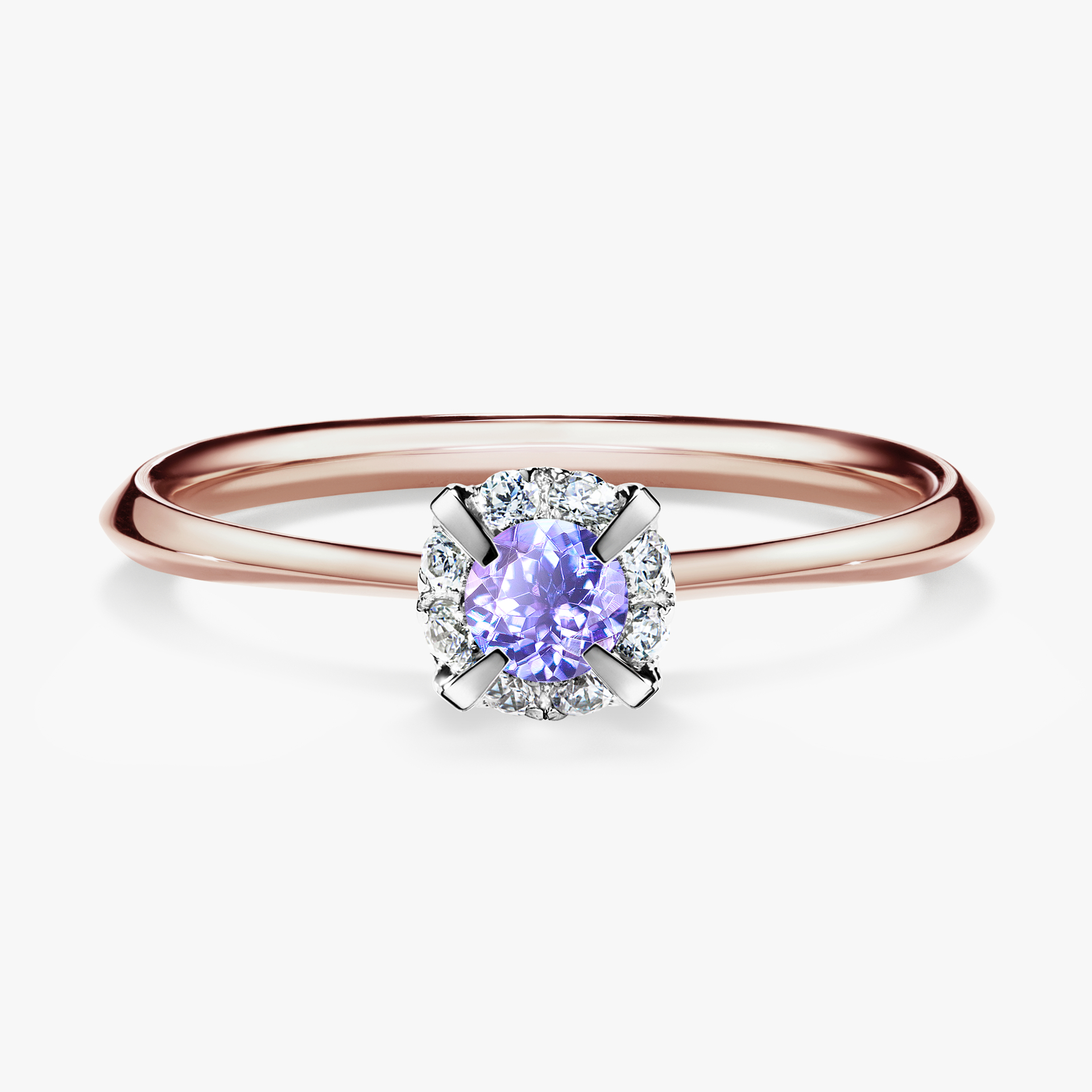 Pierścionek zaręczynowy My Beauty z różowego złota z tanzanitem 0,14ct