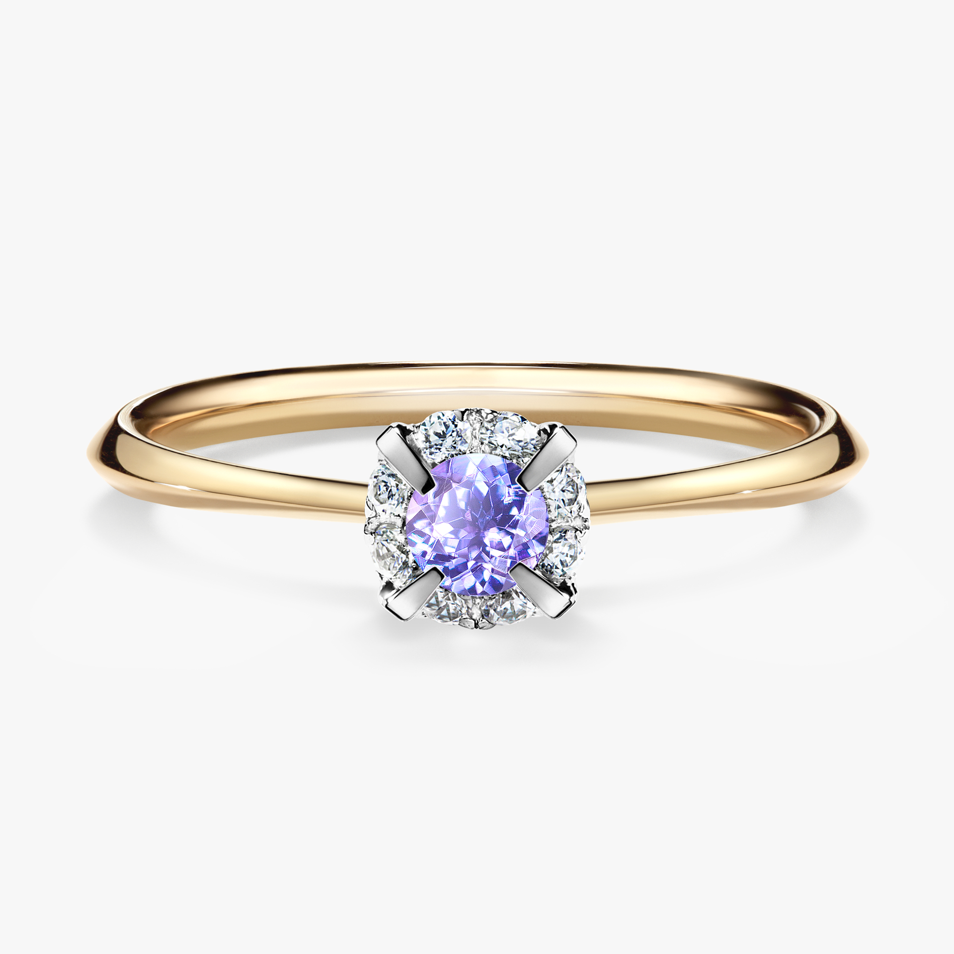 Pierścionek zaręczynowy My Beauty z żółtego złota z tanzanitem 0,14ct
