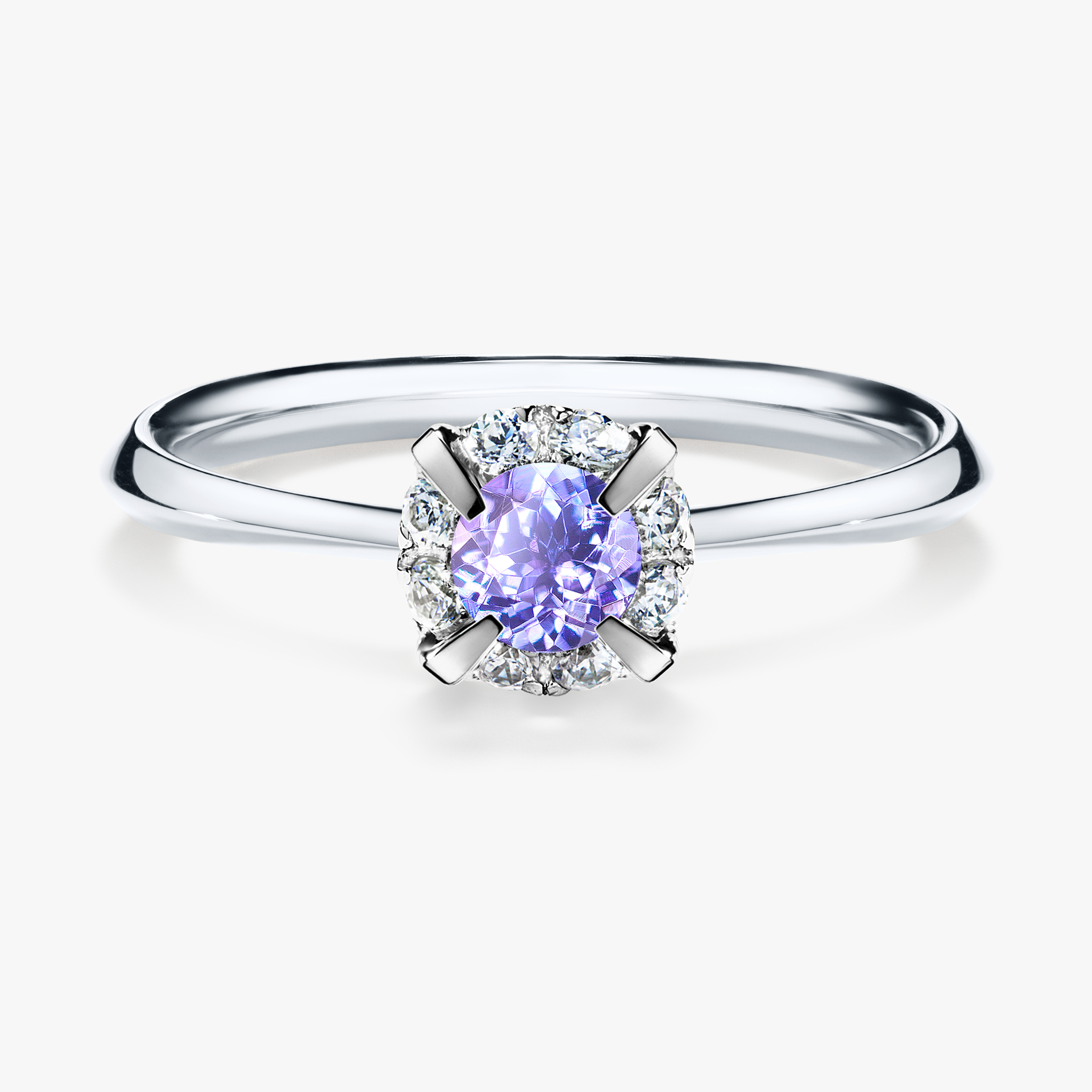 Pierścionek zaręczynowy My Beauty z białego złota z tanzanitem 0,33ct
