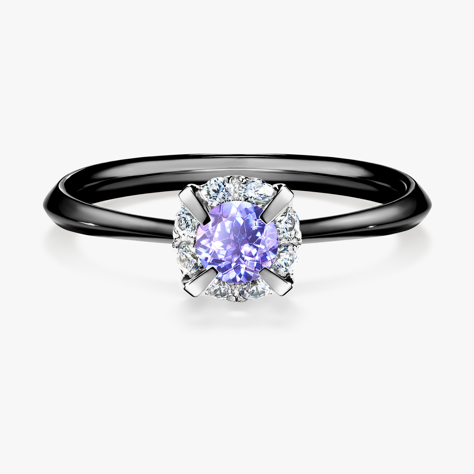 Pierścionek zaręczynowy My Beauty z czarnego złota z tanzanitem 0,33ct
