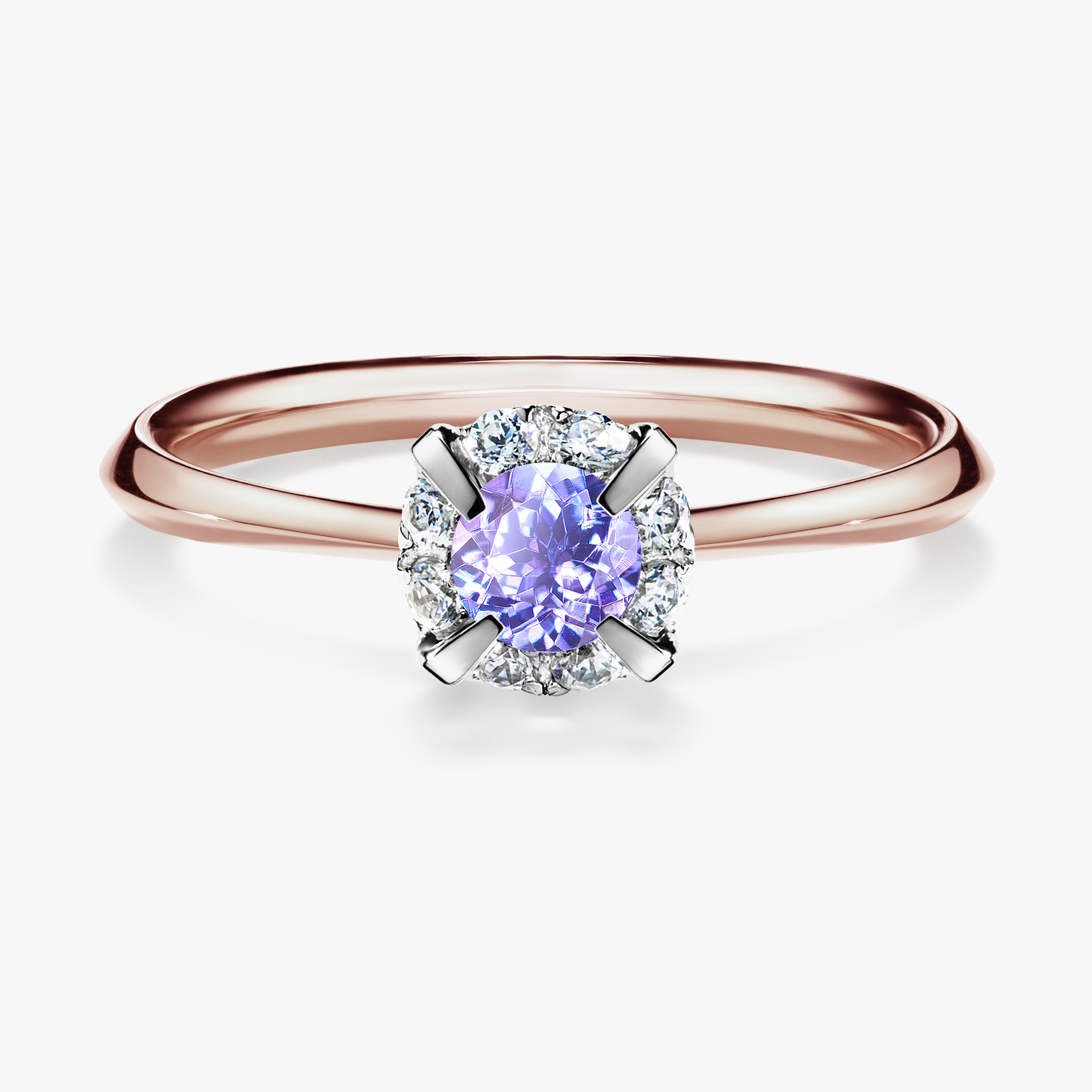 Pierścionek zaręczynowy My Beauty z różowego złota z tanzanitem 0,33ct