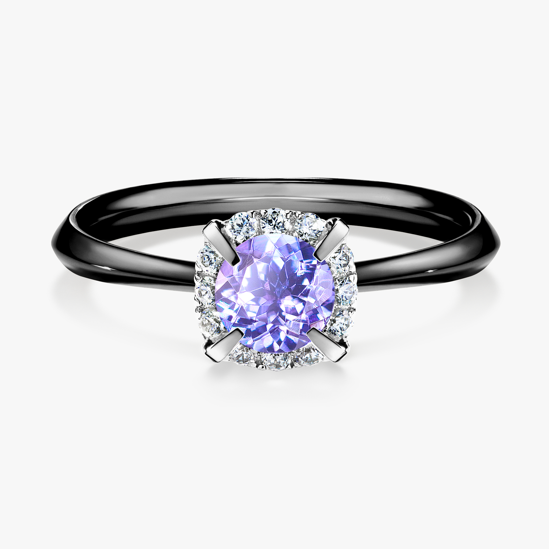 Pierścionek zaręczynowy My Beauty z czarnego złota z tanzanitem 0,62ct