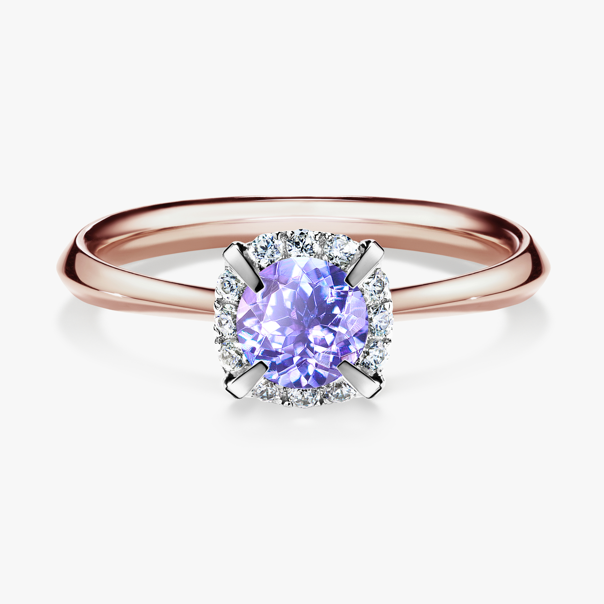 Pierścionek zaręczynowy My Beauty z różowego złota z tanzanitem 0,62ct