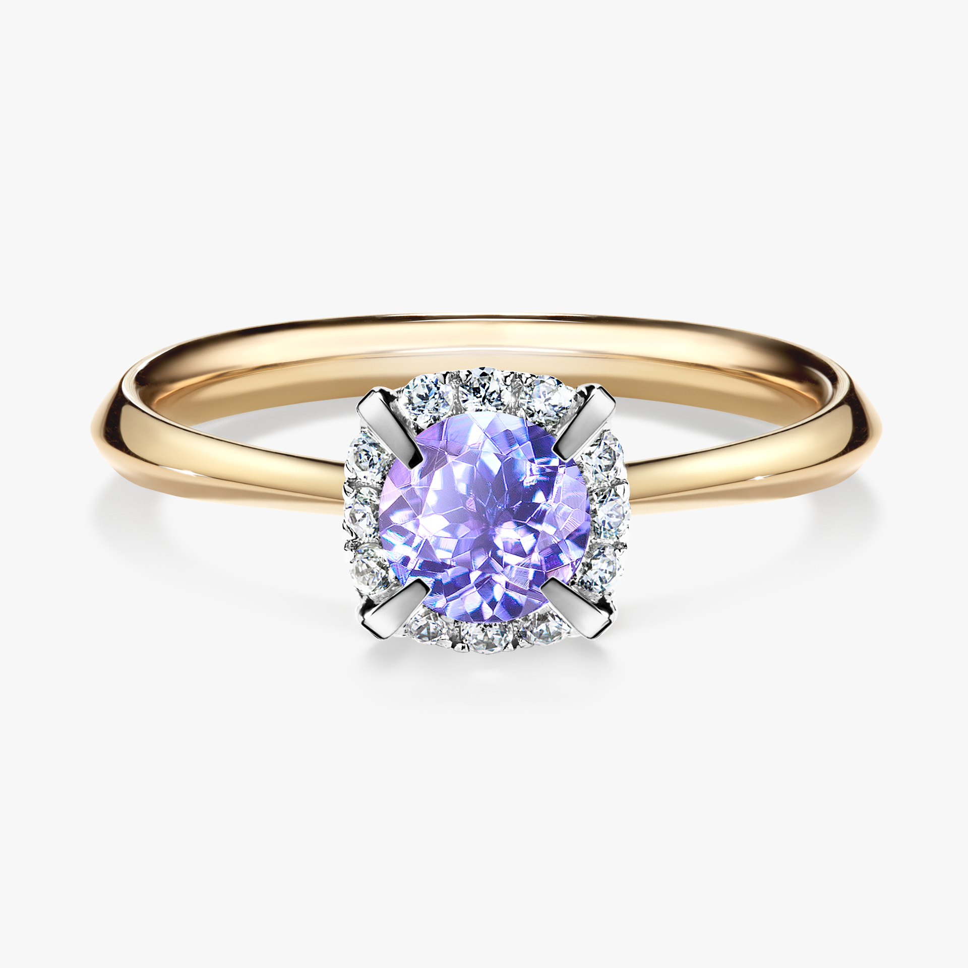 Pierścionek zaręczynowy My Beauty z żółtego złota z tanzanitem 0,62ct