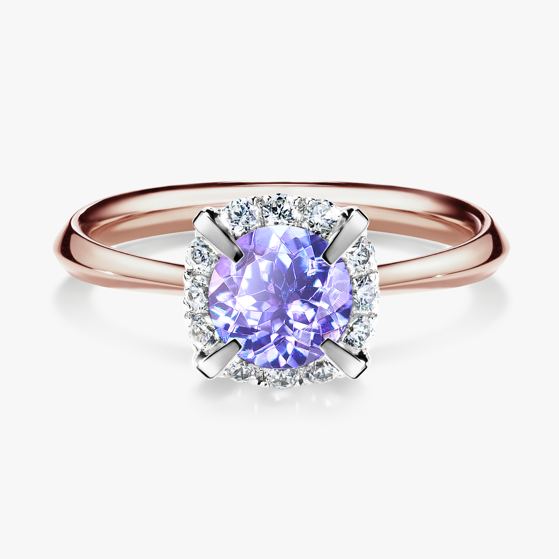 Pierścionek zaręczynowy My Beauty z różowego złota z tanzanitem 0,98ct