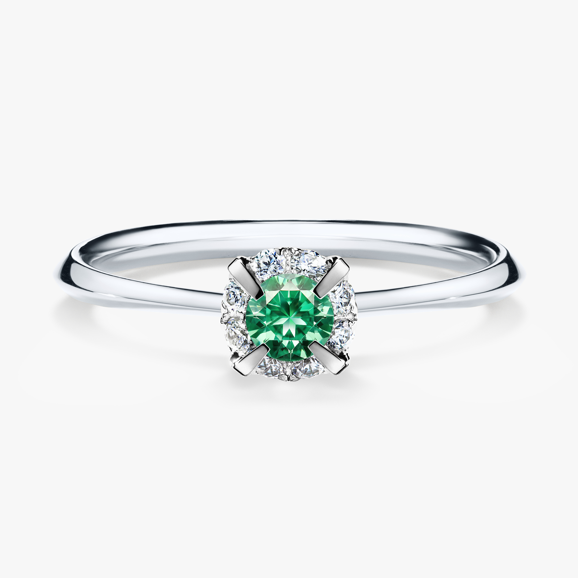 Pierścionek zaręczynowy My Beauty z białego złota ze szmaragdem 0,14ct