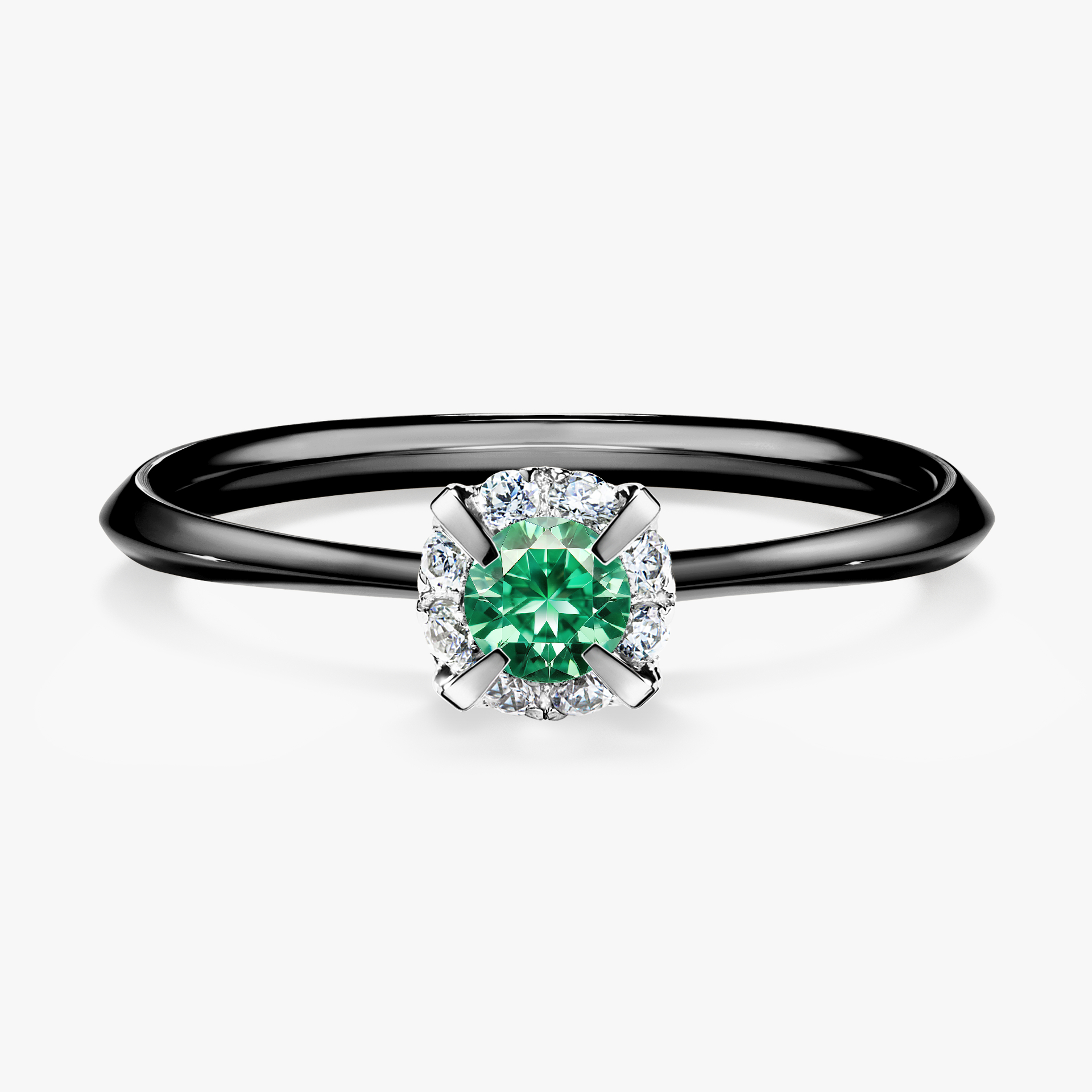 Pierścionek zaręczynowy My Beauty z czarnego złota ze szmaragdem 0,14ct