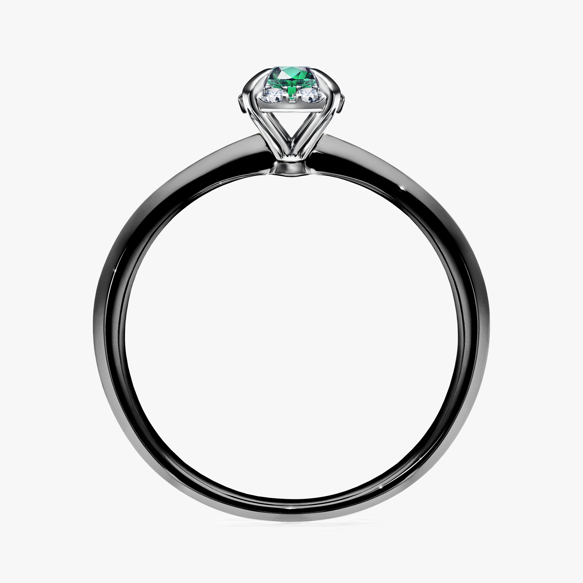 Pierścionek zaręczynowy My Beauty z czarnego złota ze szmaragdem 0,14ct