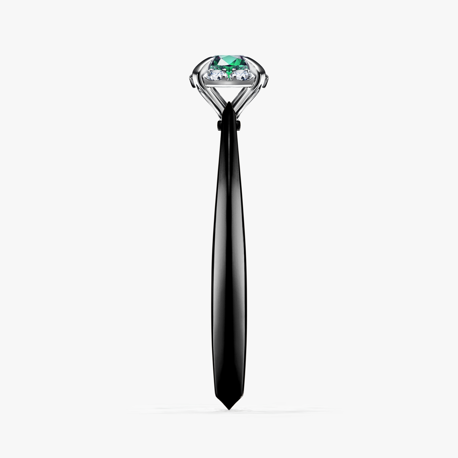 Pierścionek zaręczynowy My Beauty z czarnego złota ze szmaragdem 0,14ct