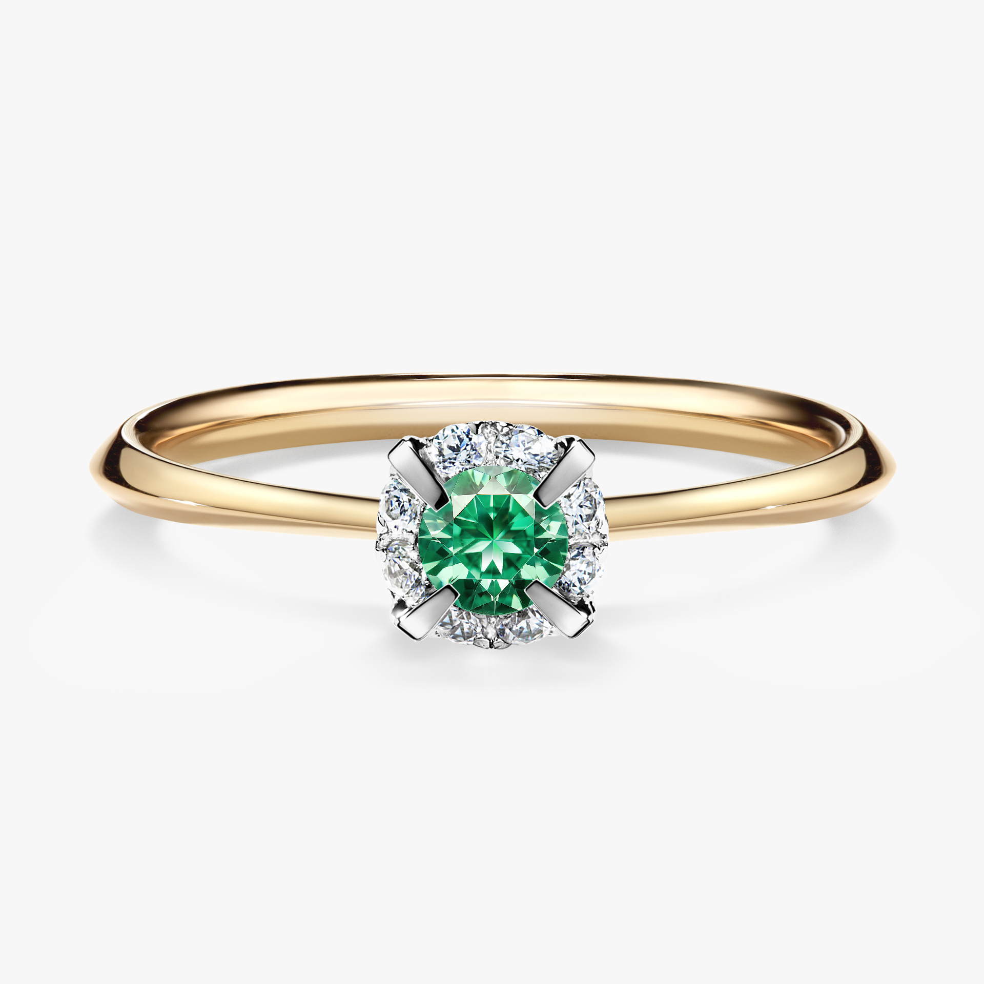 Pierścionek zaręczynowy My Beauty z żółtego złota ze szmaragdem 0,14ct