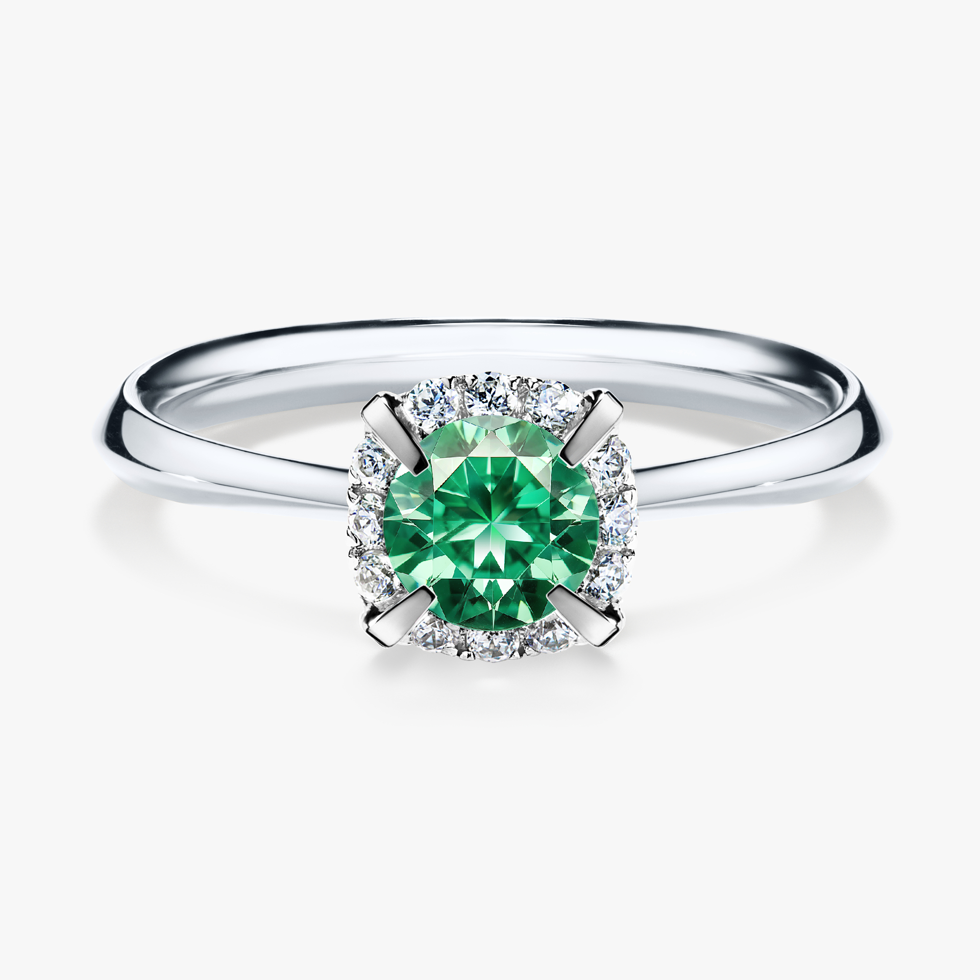 Pierścionek zaręczynowy My Beauty z białego złota ze szmaragdem 0,62ct
