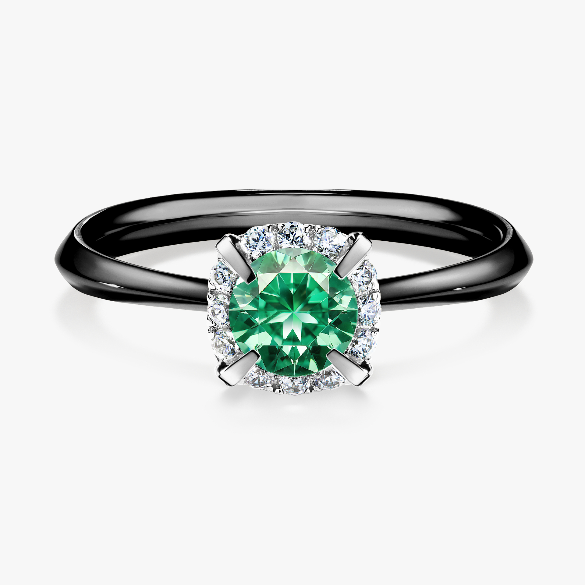 Pierścionek zaręczynowy My Beauty z czarnego złota ze szmaragdem 0,62ct