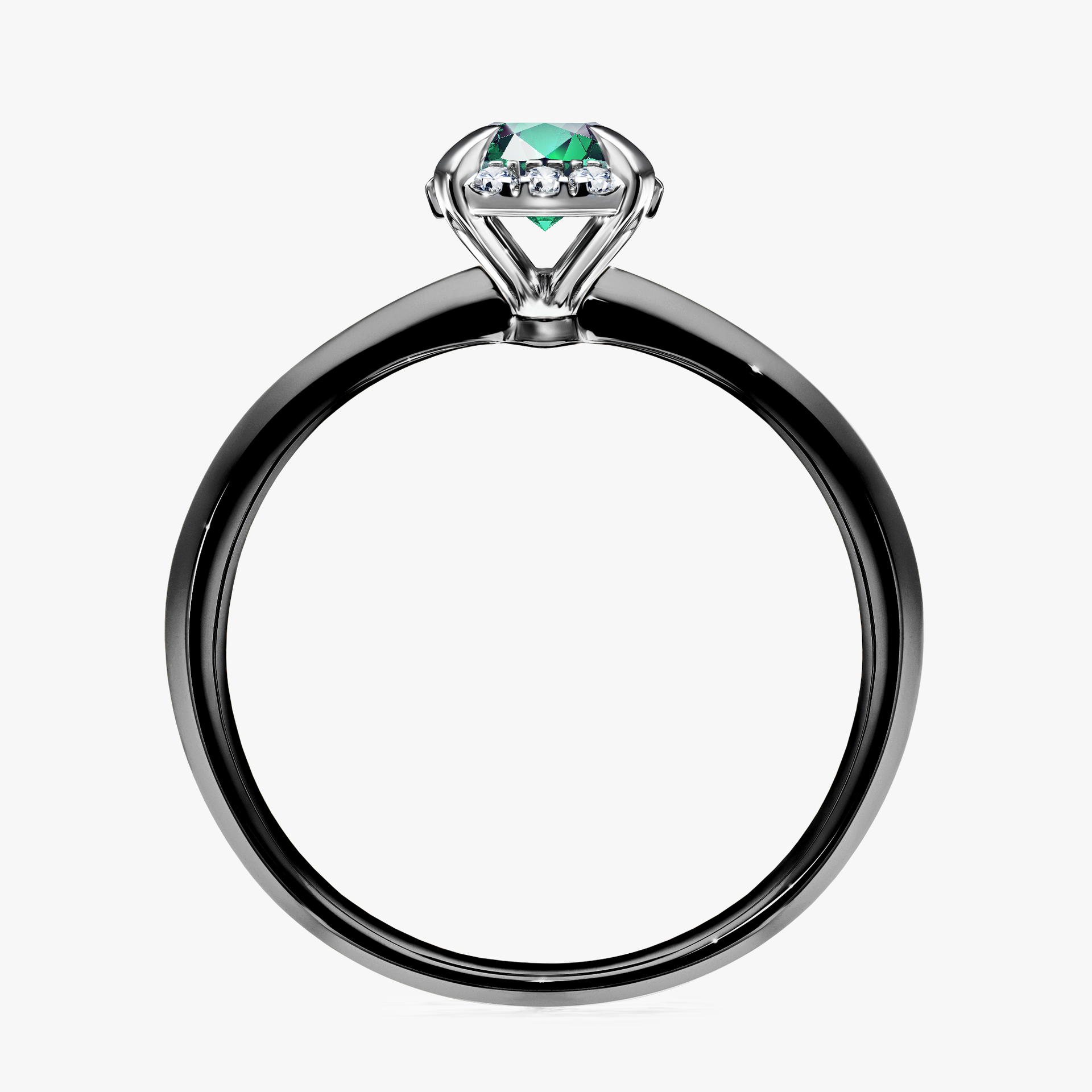 Pierścionek zaręczynowy My Beauty z czarnego złota ze szmaragdem 0,62ct