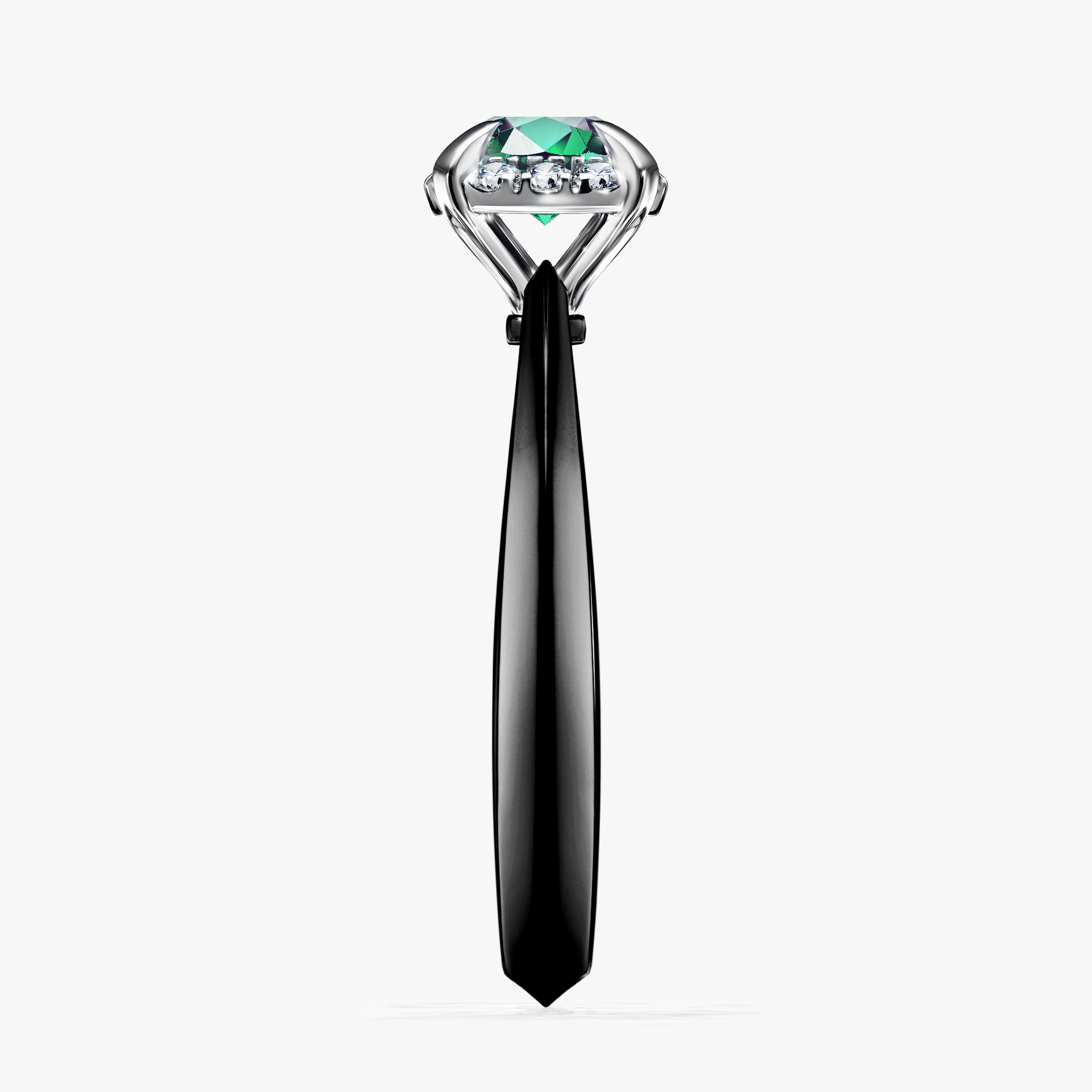 Pierścionek zaręczynowy My Beauty z czarnego złota ze szmaragdem 0,62ct