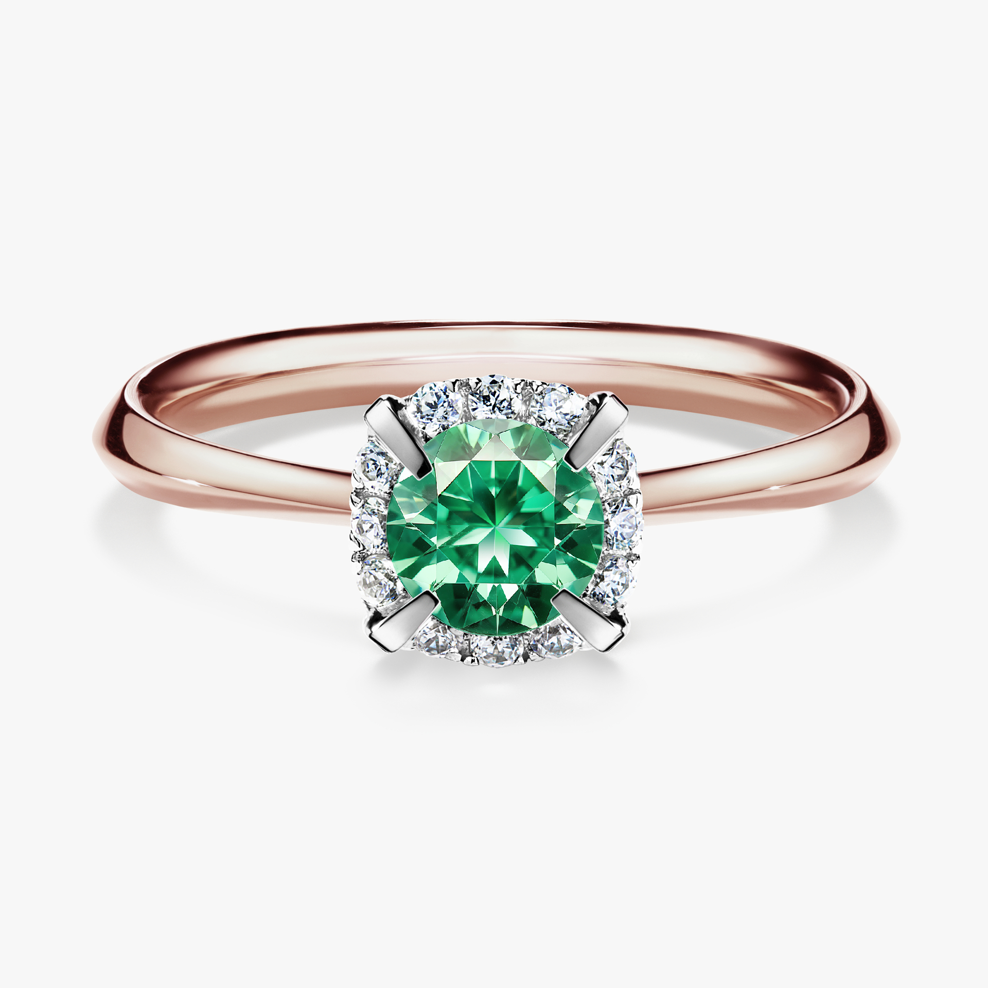 Pierścionek zaręczynowy My Beauty z różowego złota ze szmaragdem 0,62ct