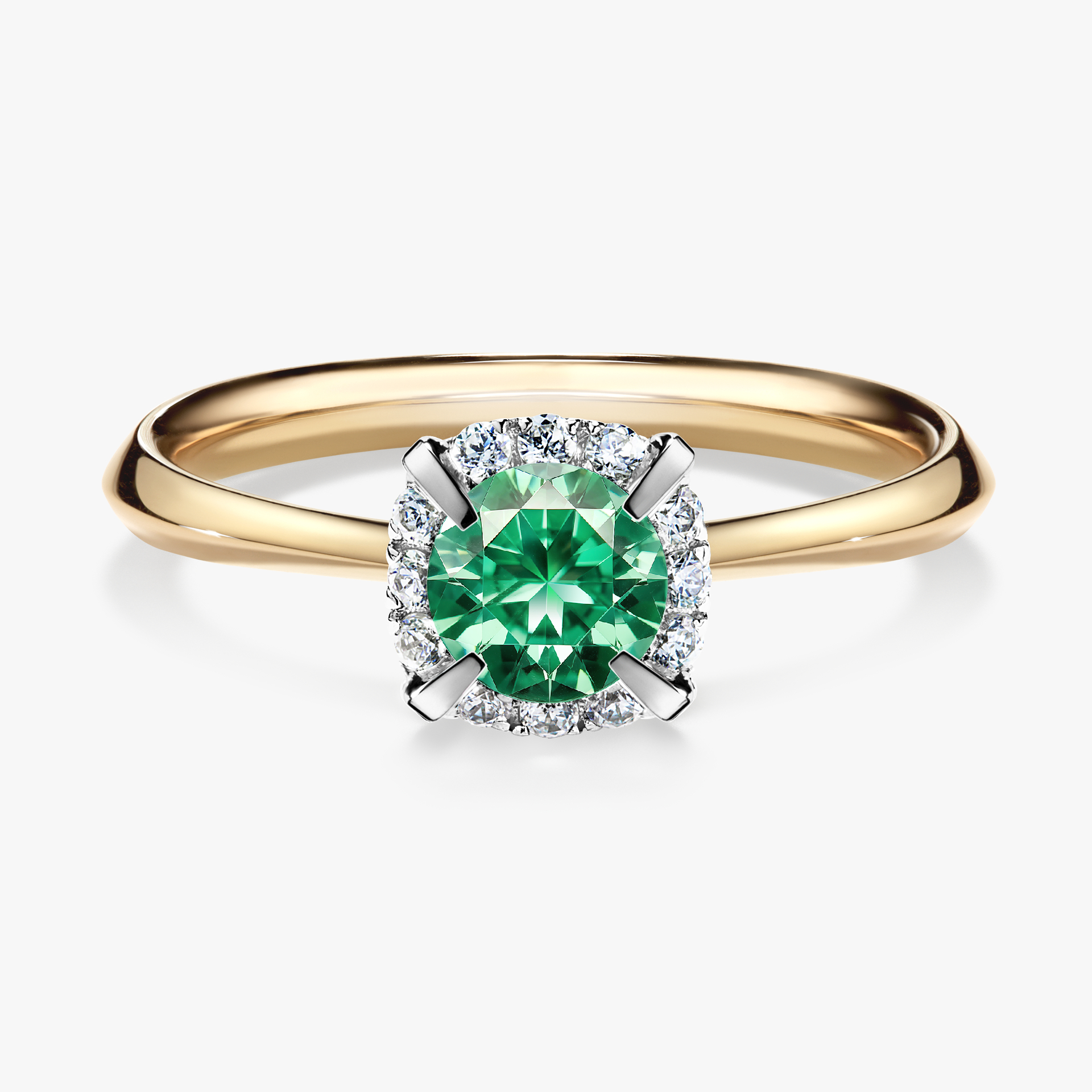 Pierścionek zaręczynowy My Beauty z żółtego złota ze szmaragdem 0,62ct