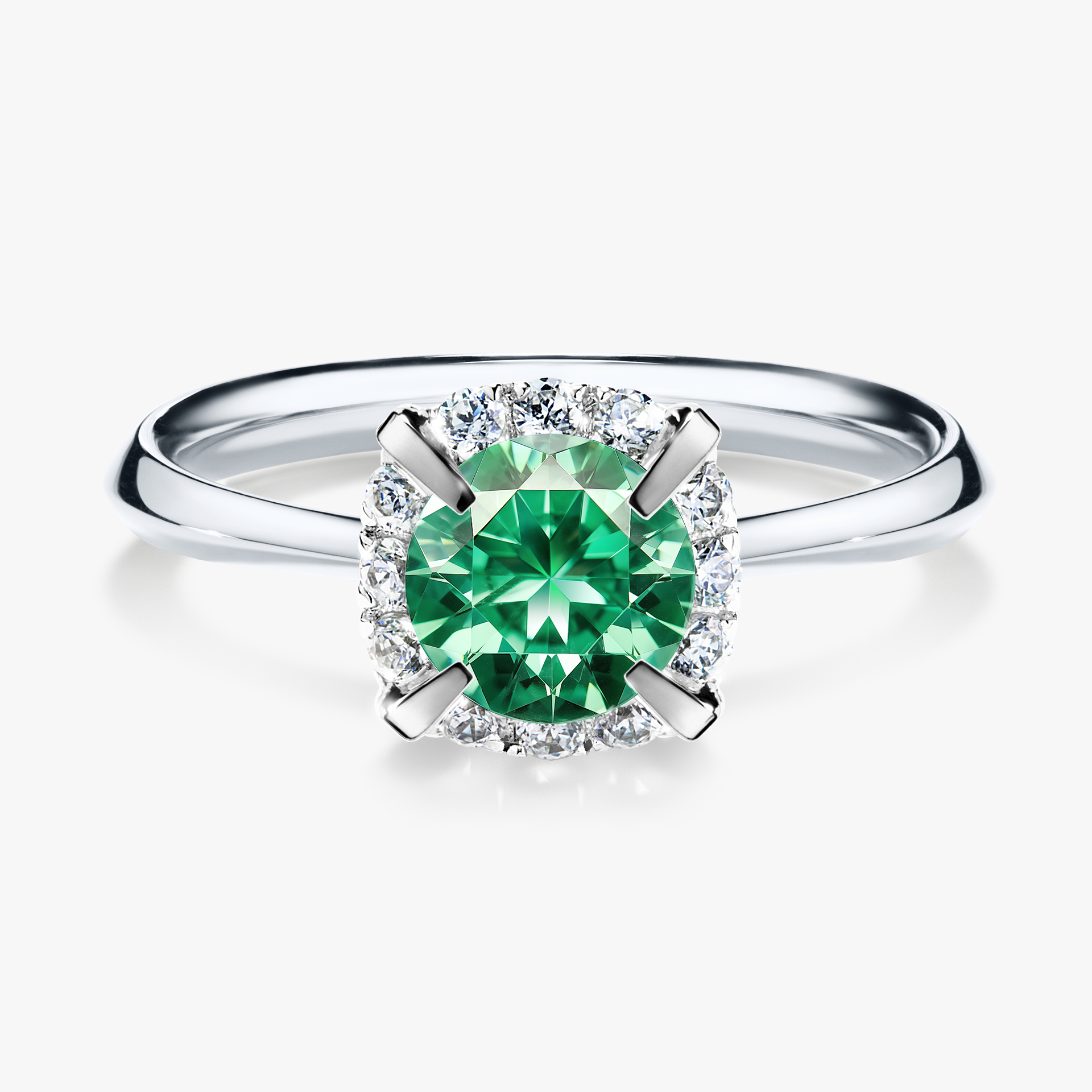 Pierścionek zaręczynowy My Beauty z białego złota ze szmaragdem 0,98ct