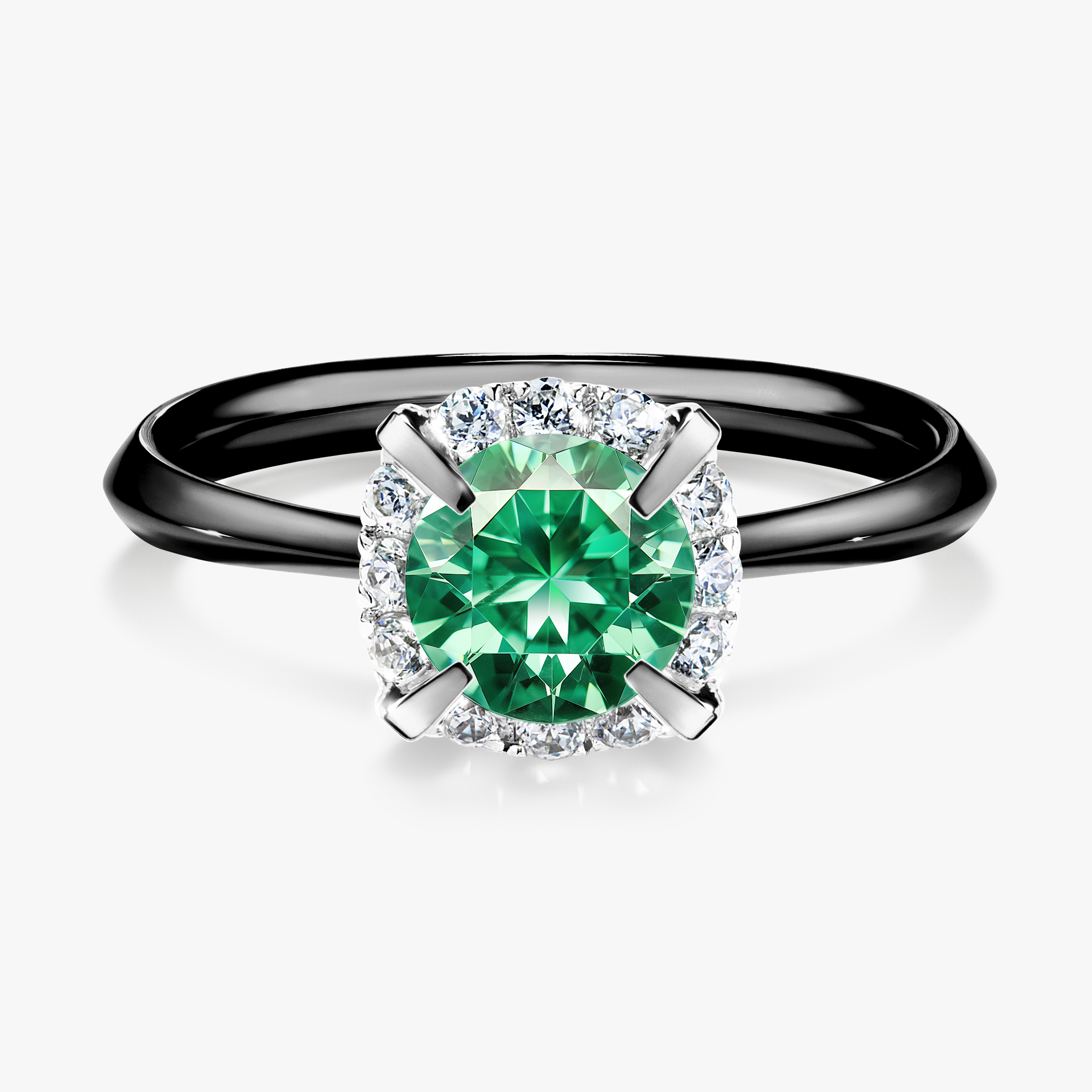 Pierścionek zaręczynowy My Beauty z czarnego złota ze szmaragdem 0,98ct