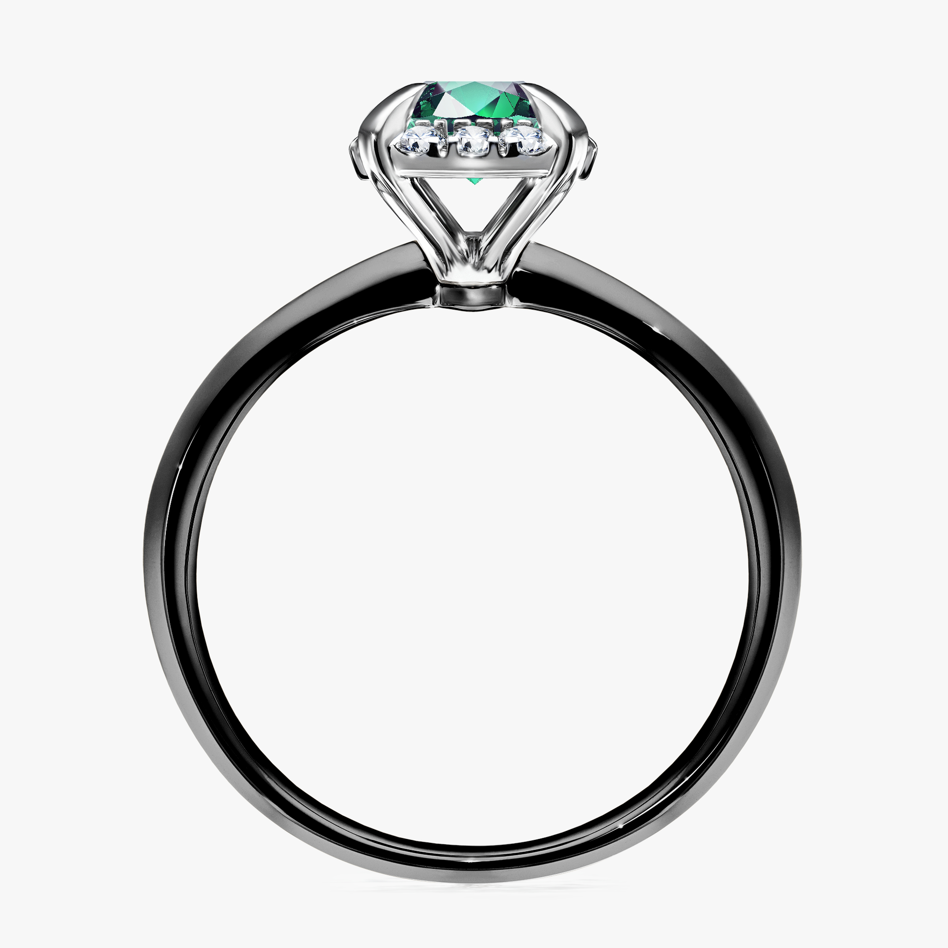 Pierścionek zaręczynowy My Beauty z czarnego złota ze szmaragdem 0,98ct