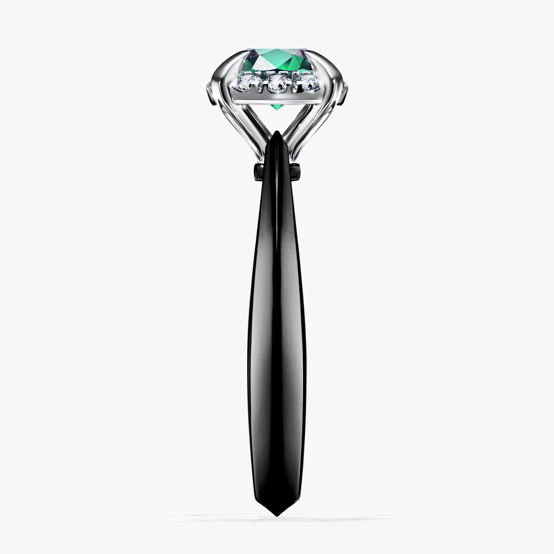 Pierścionek zaręczynowy My Beauty z czarnego złota ze szmaragdem 0,98ct