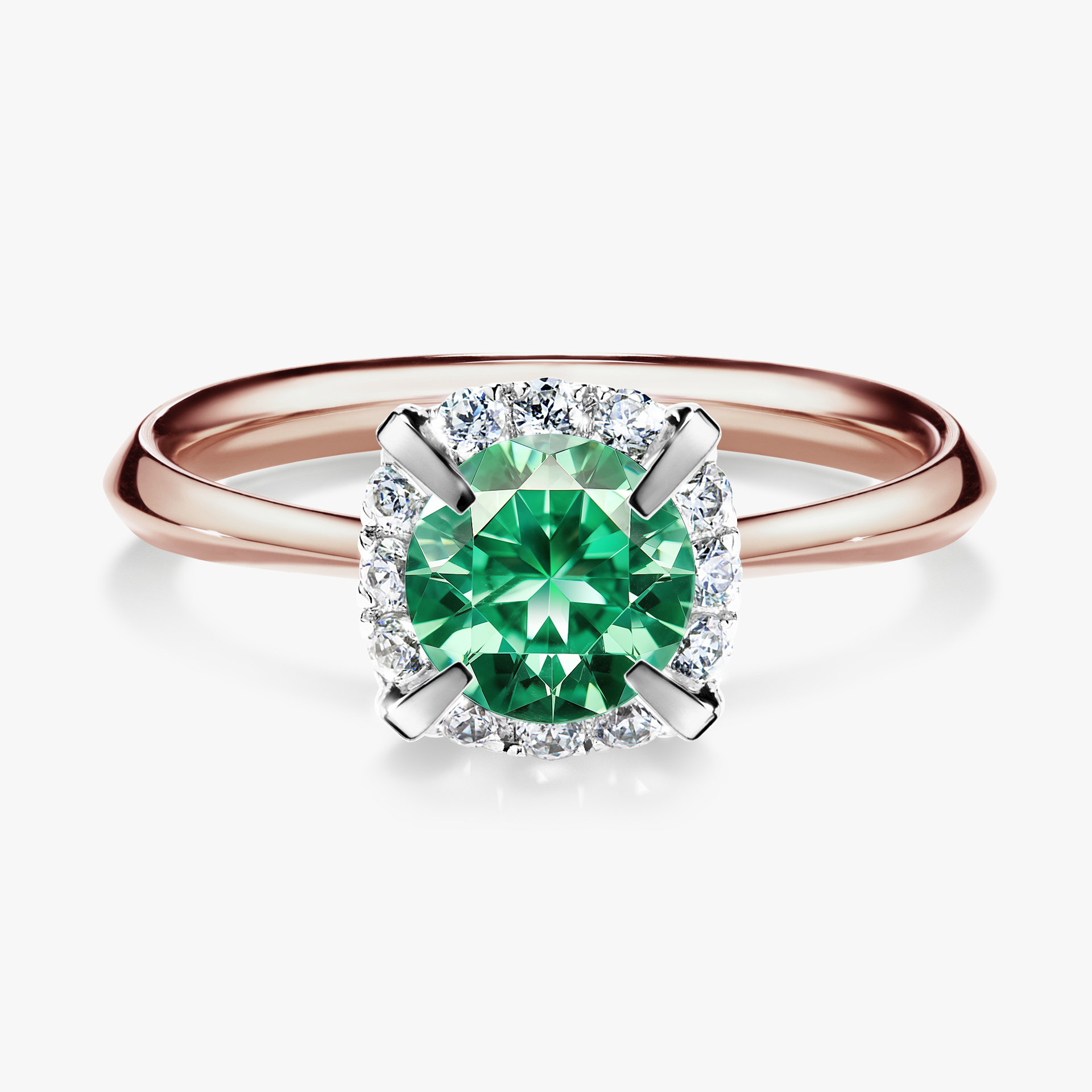 Pierścionek zaręczynowy My Beauty z różowego złota ze szmaragdem 0,98ct