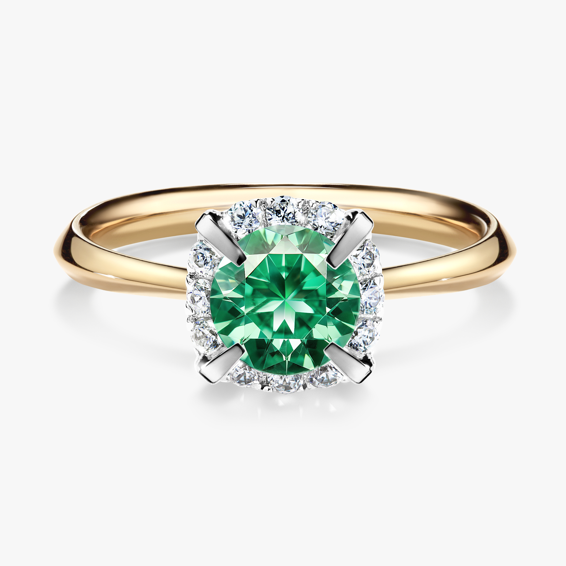 Pierścionek zaręczynowy My Beauty z żółtego złota ze szmaragdem 0,98ct