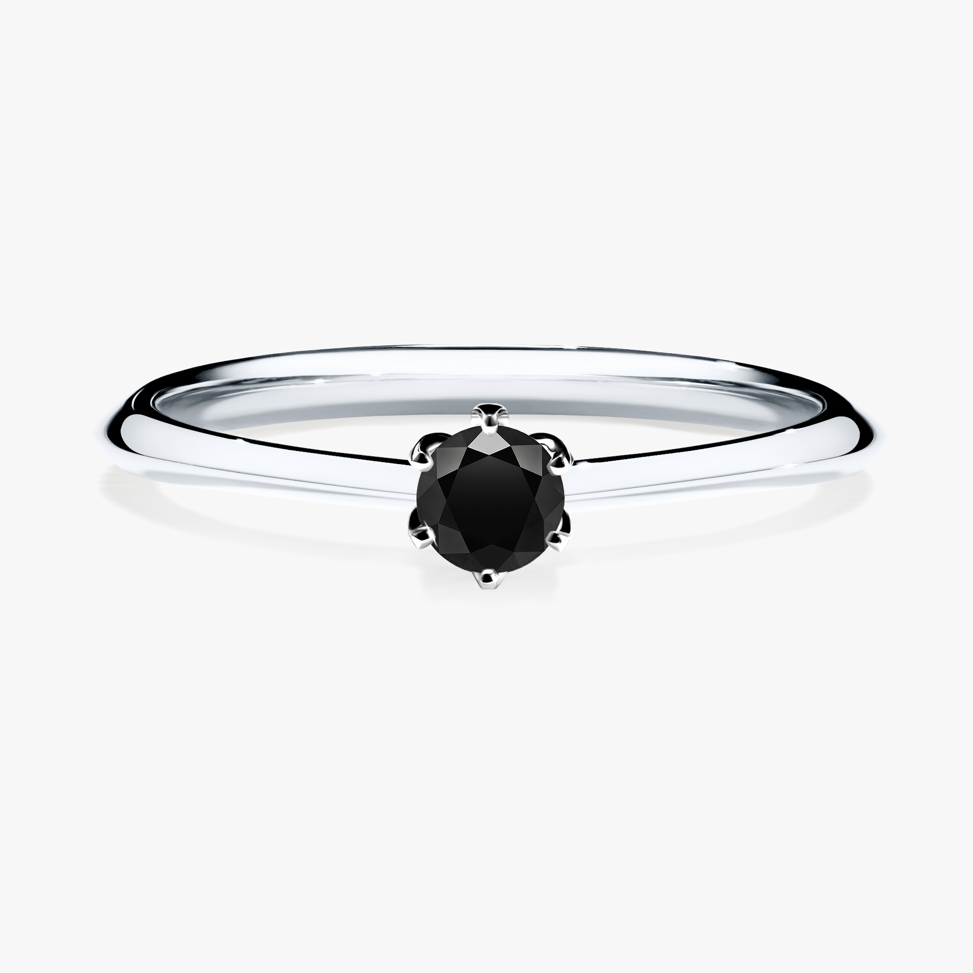Pierścionek zaręczynowy My Daisy z białego złota z czarnym diamentem 0,17ct