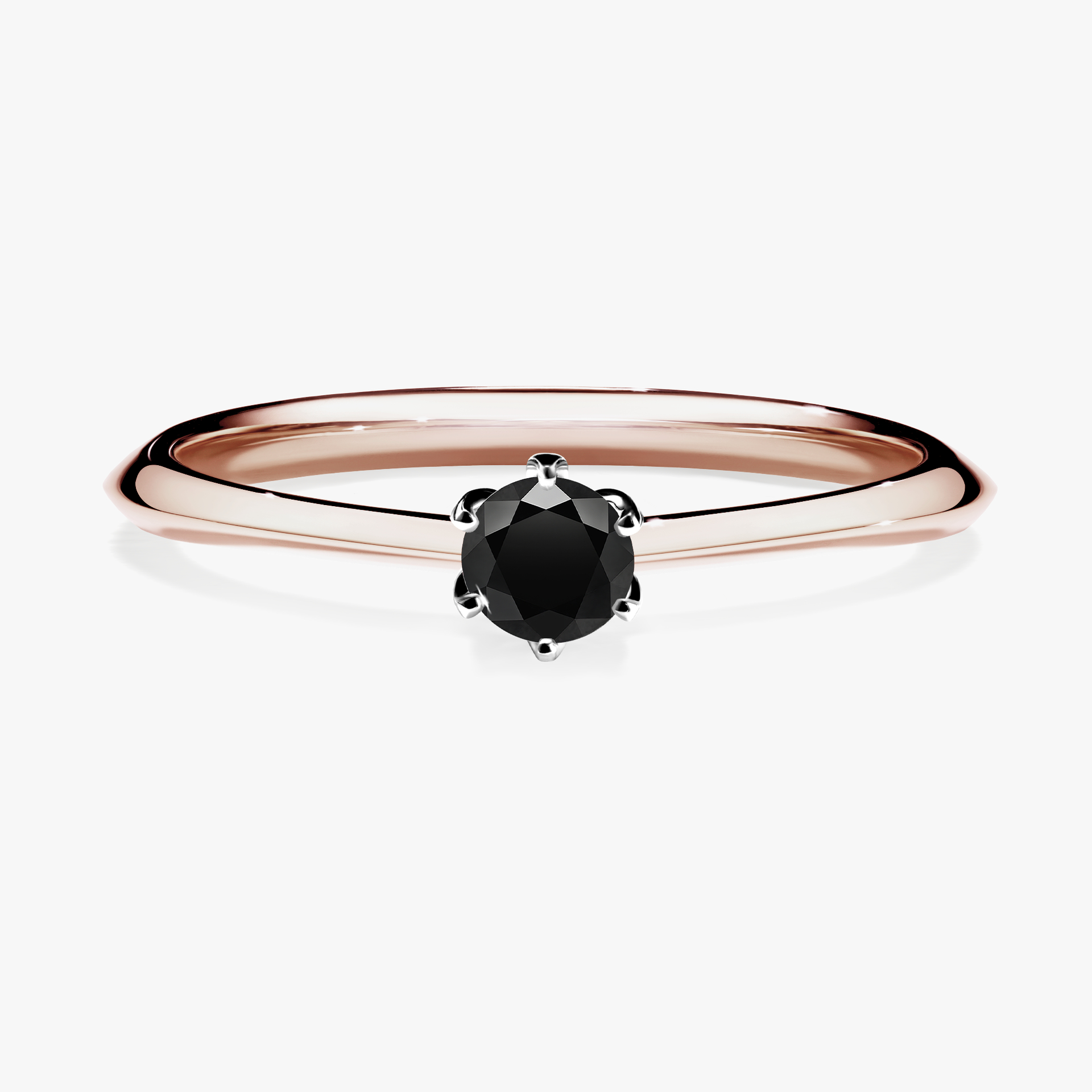 Pierścionek zaręczynowy My Daisy z różowego złota z czarnym diamentem 0,17ct