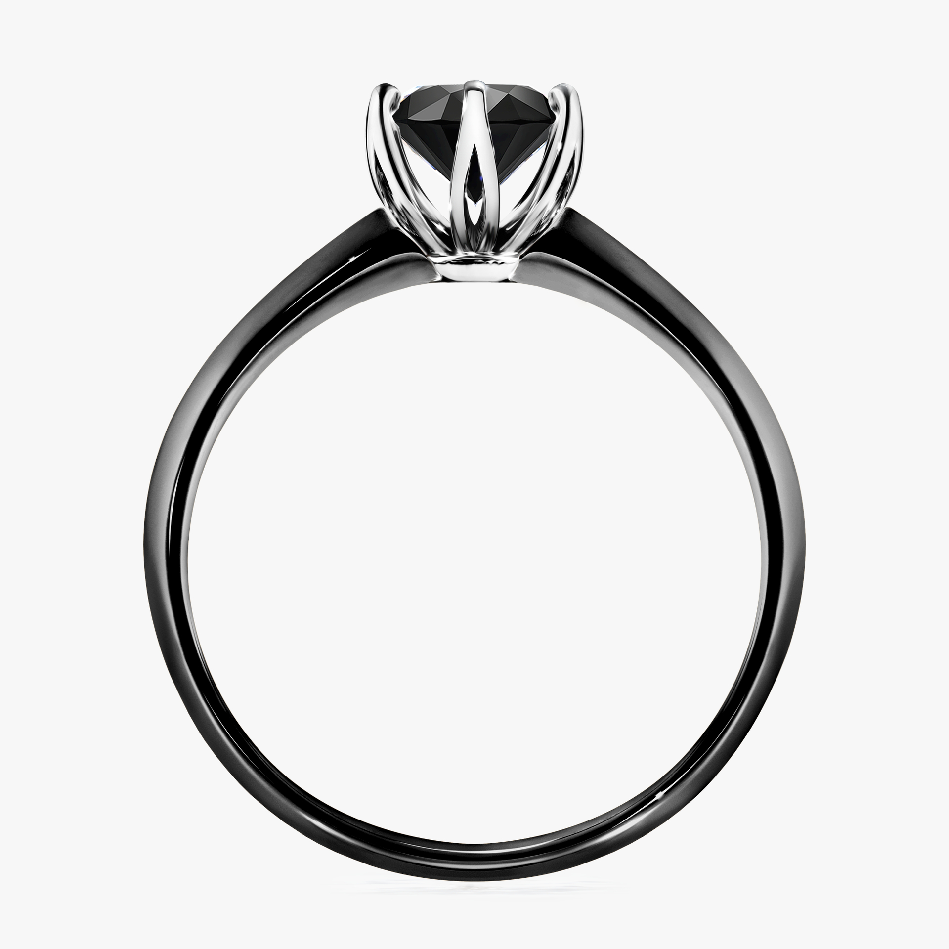 Pierścionek zaręczynowy My Daisy z czarnego złota z czarnym diamentem 0,80ct