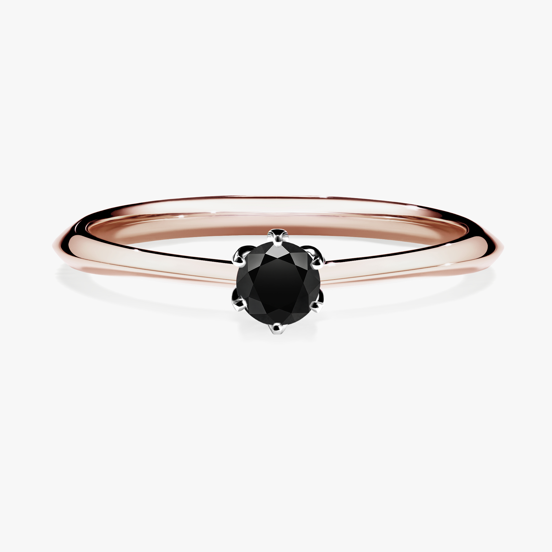 Pierścionek zaręczynowy My Daisy z różowego złota z czarnym diamentem 0,17ct