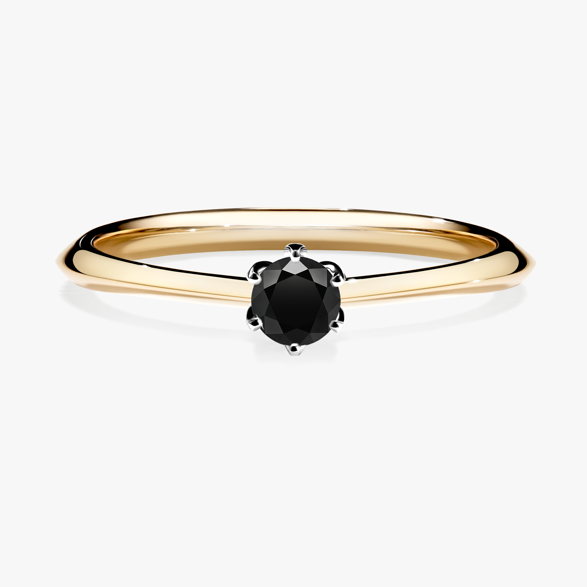 Pierścionek zaręczynowy My Daisy z żółtego złota z czarnym diamentem 0,17ct