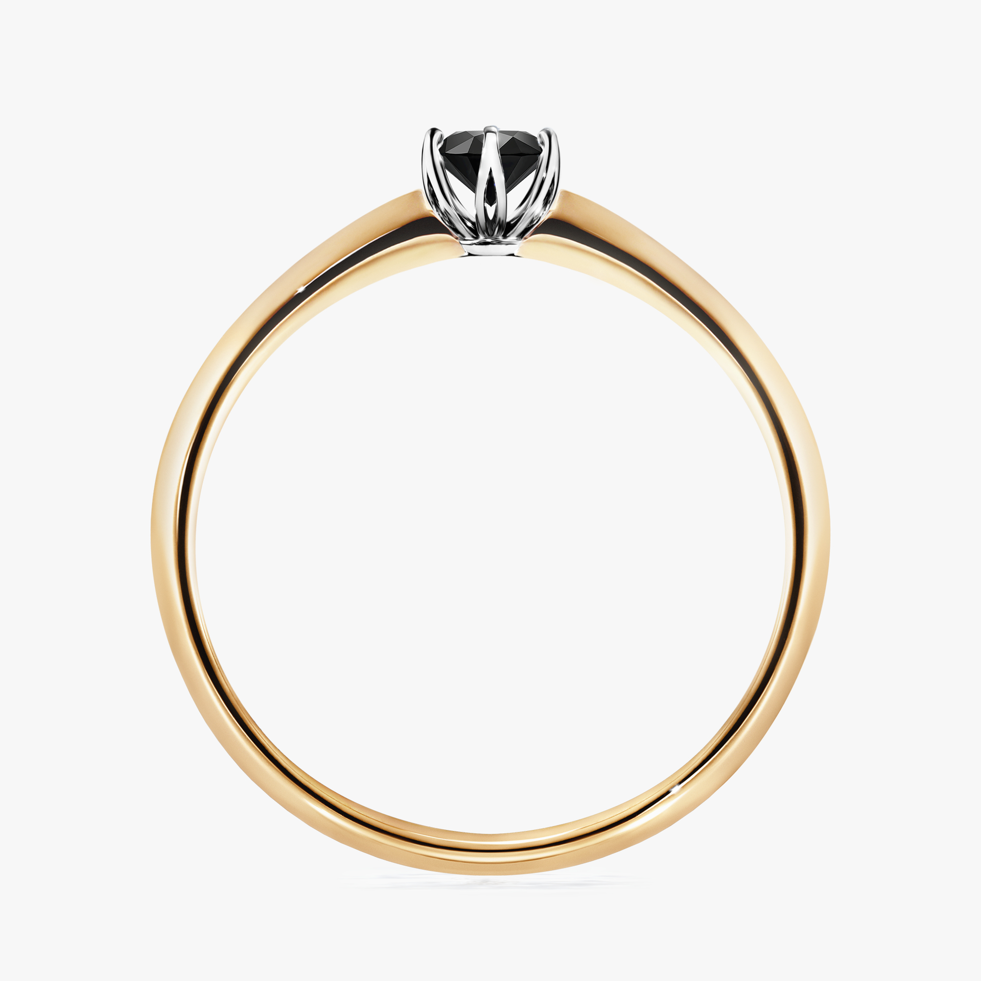 Pierścionek zaręczynowy My Daisy z żółtego złota z czarnym diamentem 0,17ct