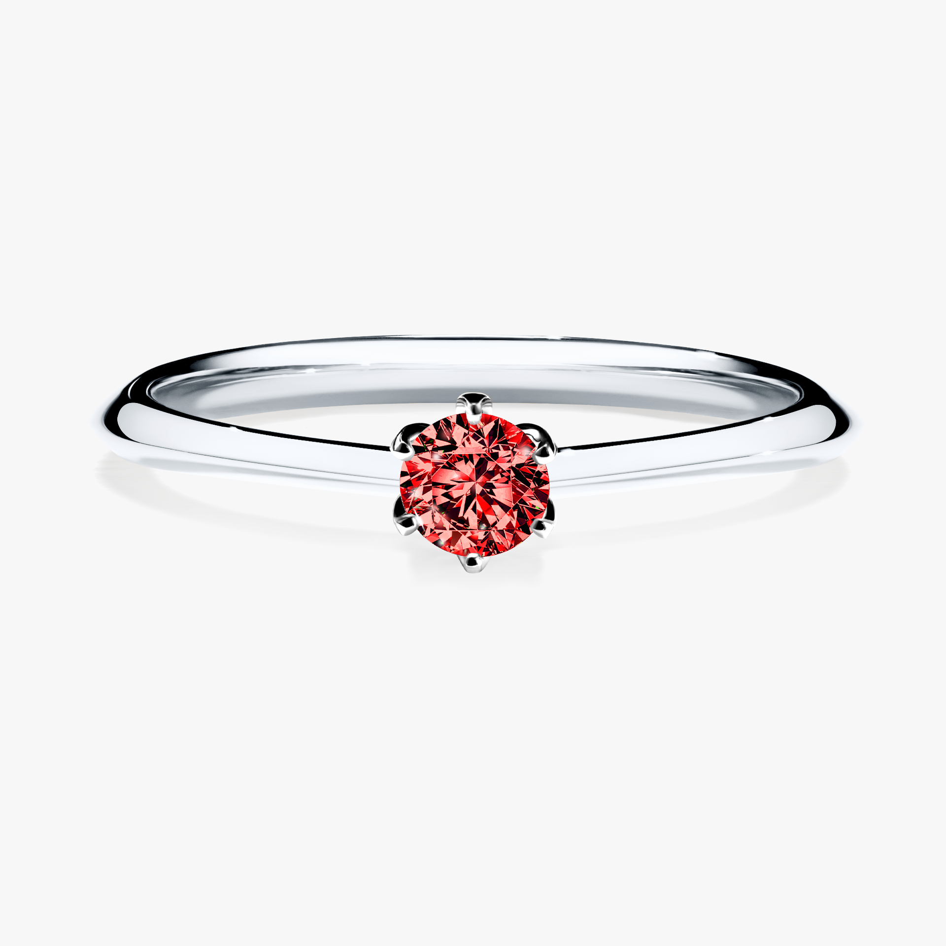 Pierścionek zaręczynowy My Daisy z białego złota z czerwonym diamentem 0,17ct