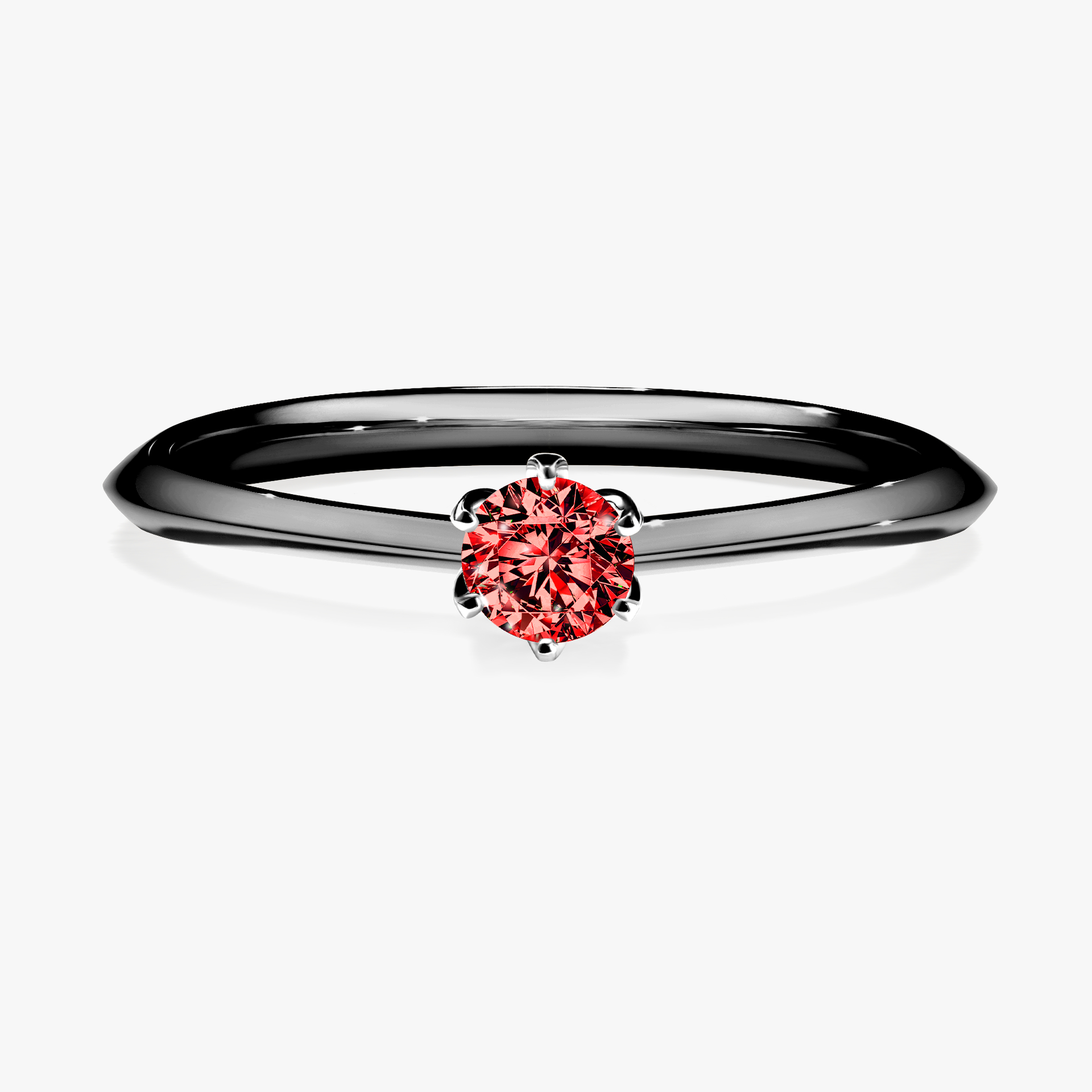 Pierścionek zaręczynowy My Daisy z czarnego złota z czerwonym diamentem 0,17ct