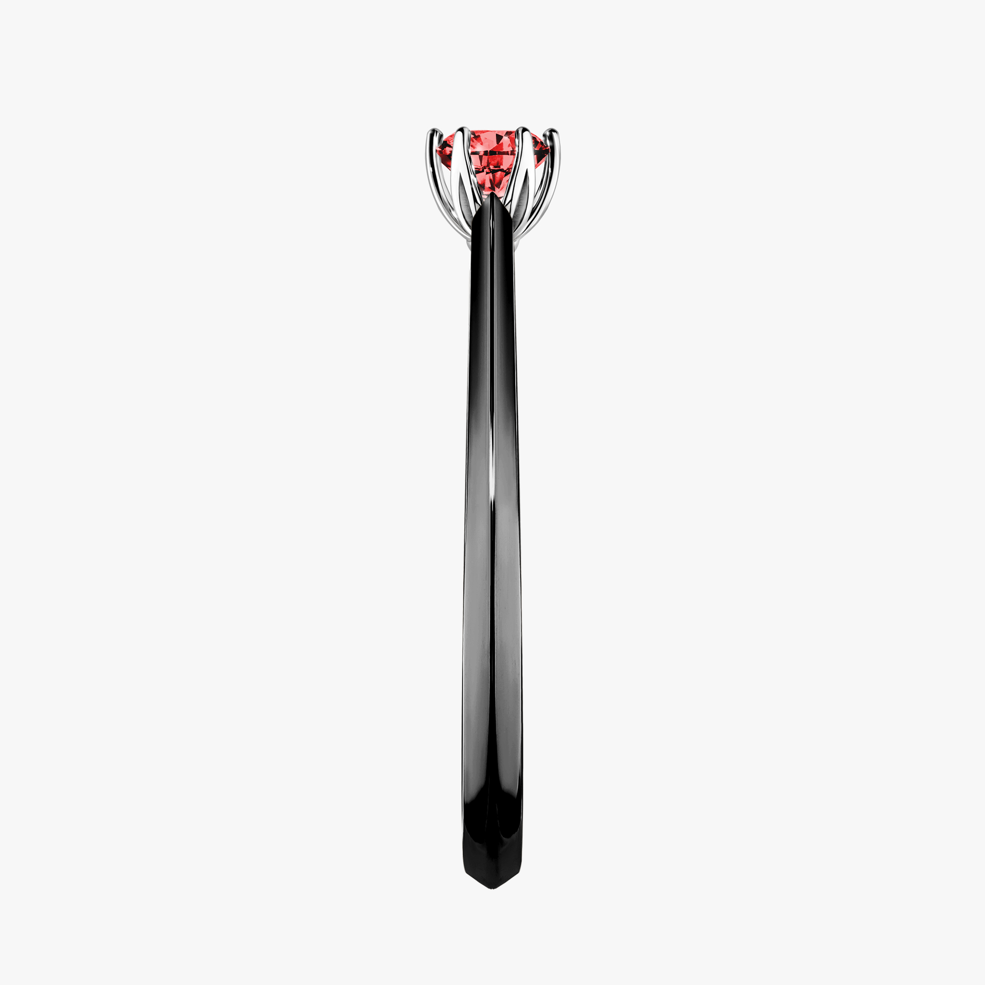Pierścionek zaręczynowy My Daisy z czarnego złota z czerwonym diamentem 0,17ct