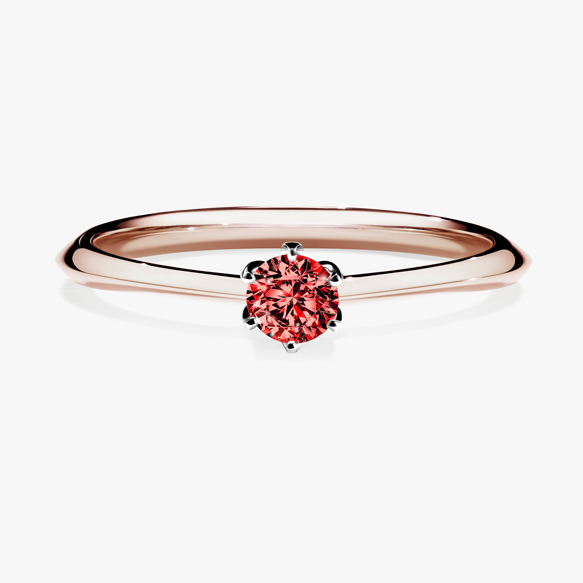 Pierścionek zaręczynowy My Daisy z różowego złota z czerwonym diamentem 0,17ct