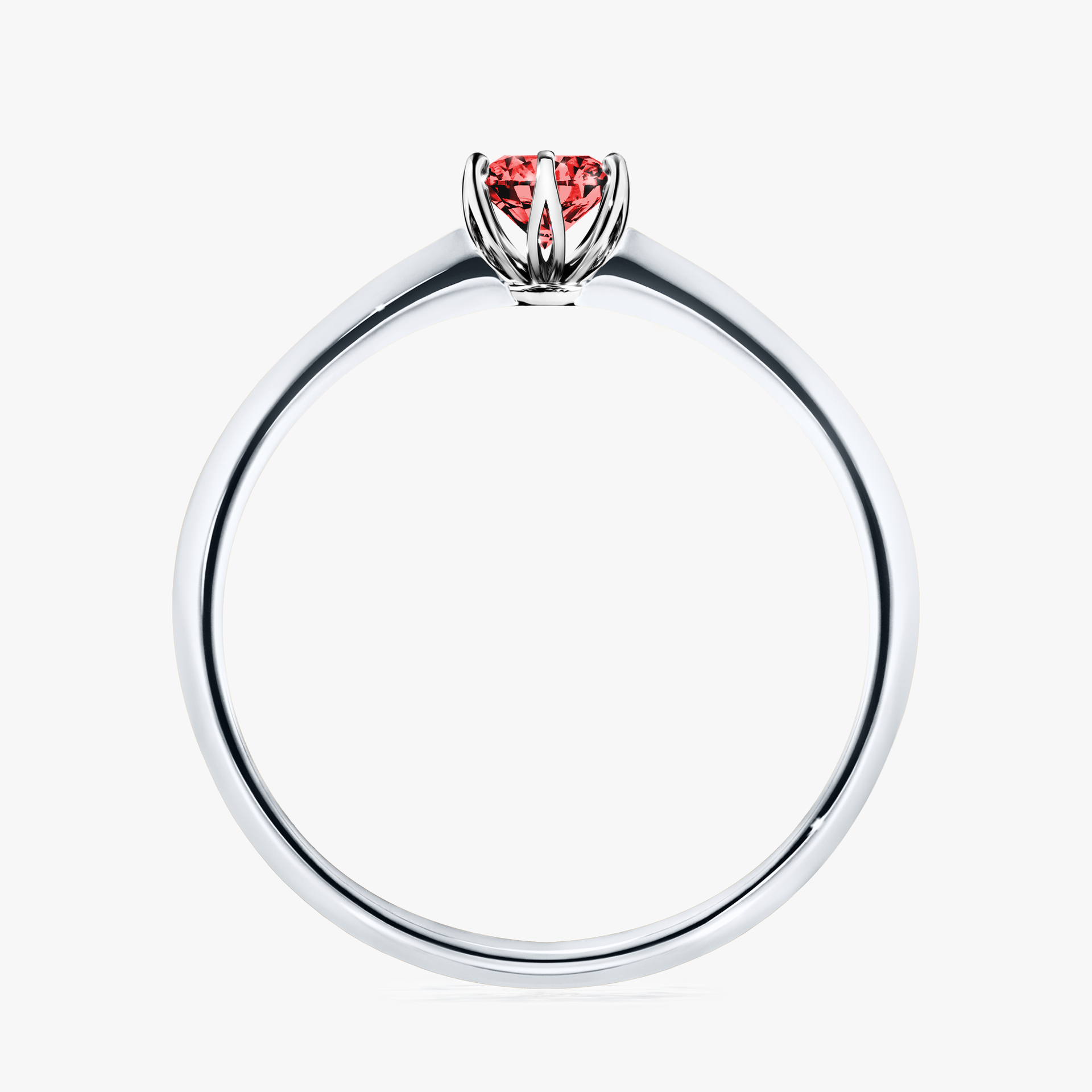 Pierścionek zaręczynowy My Daisy z białego złota z czerwonym diamentem 0,25ct
