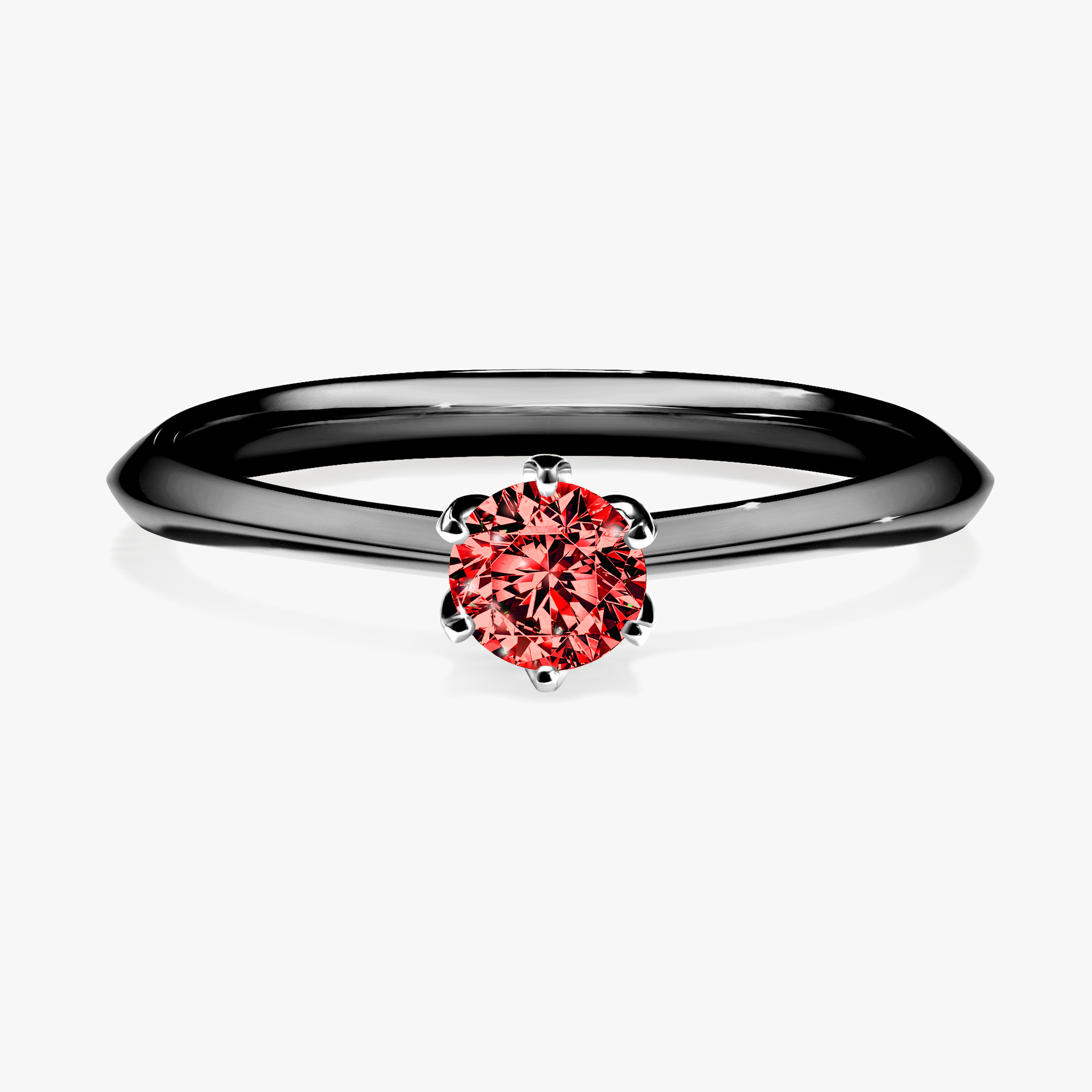Pierścionek zaręczynowy My Daisy z czarnego złota z czerwonym diamentem 0,25ct