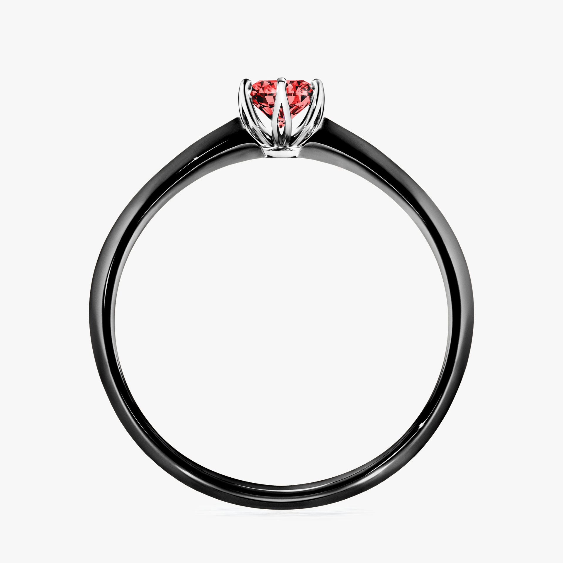 Pierścionek zaręczynowy My Daisy z czarnego złota z czerwonym diamentem 0,25ct