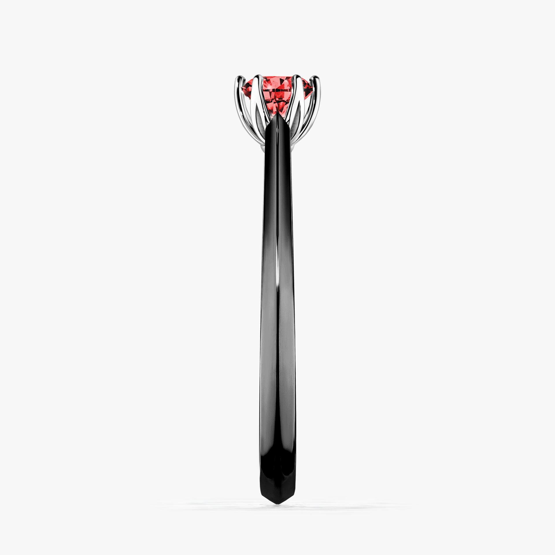 Pierścionek zaręczynowy My Daisy z czarnego złota z czerwonym diamentem 0,25ct