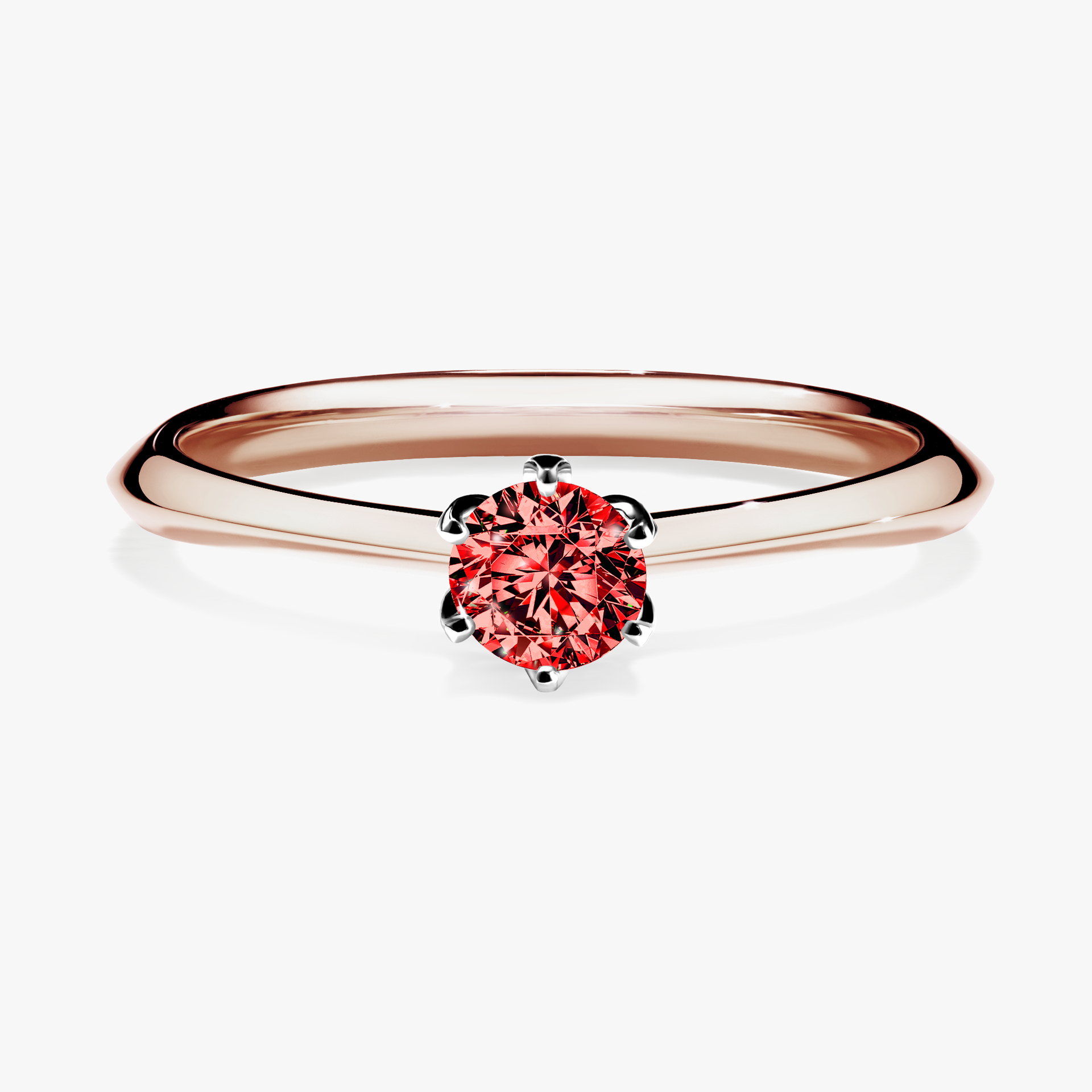 Pierścionek zaręczynowy My Daisy z różowego złota z czerwonym diamentem 0,25ct