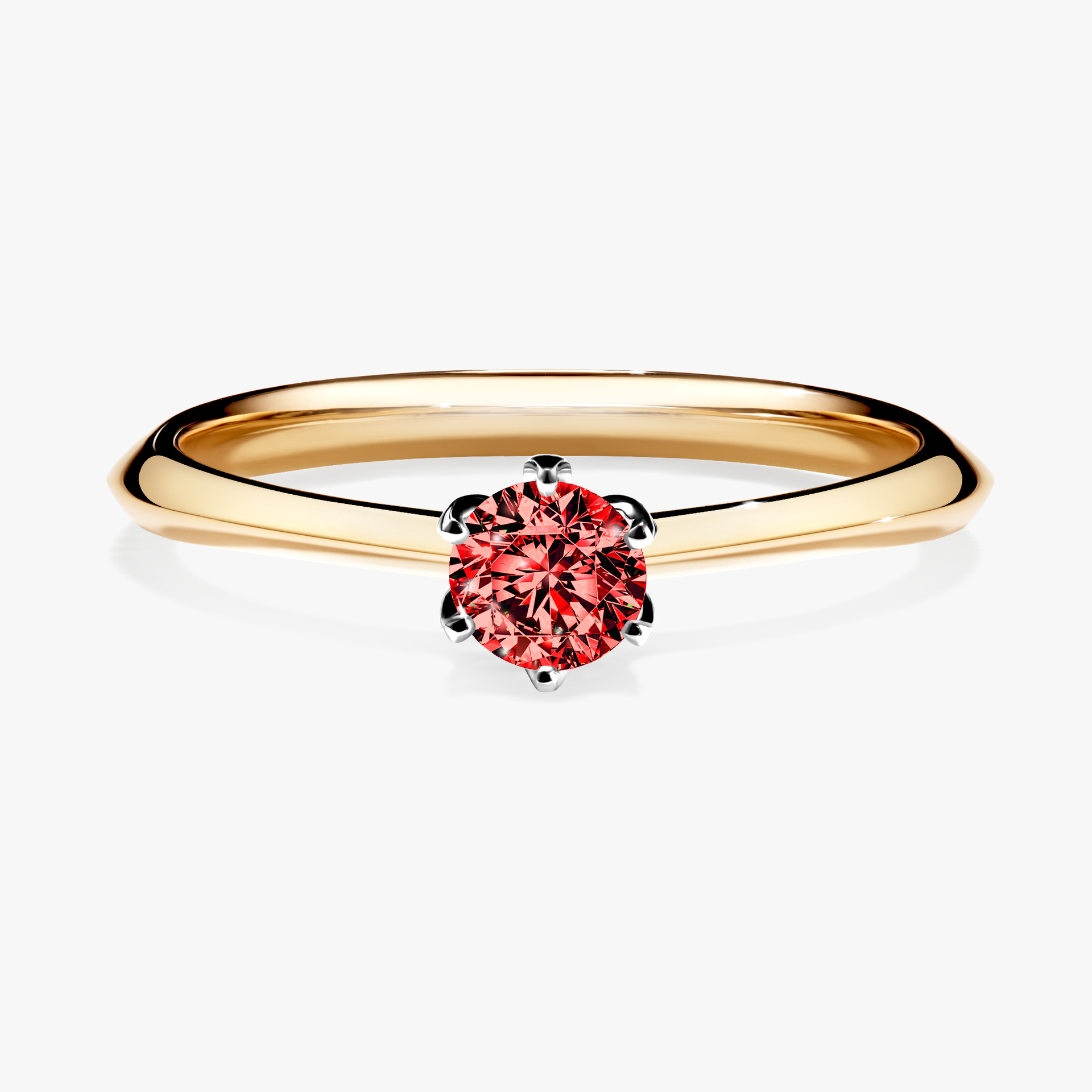 Pierścionek zaręczynowy My Daisy z żółtego złota z czerwonym diamentem 0,25ct