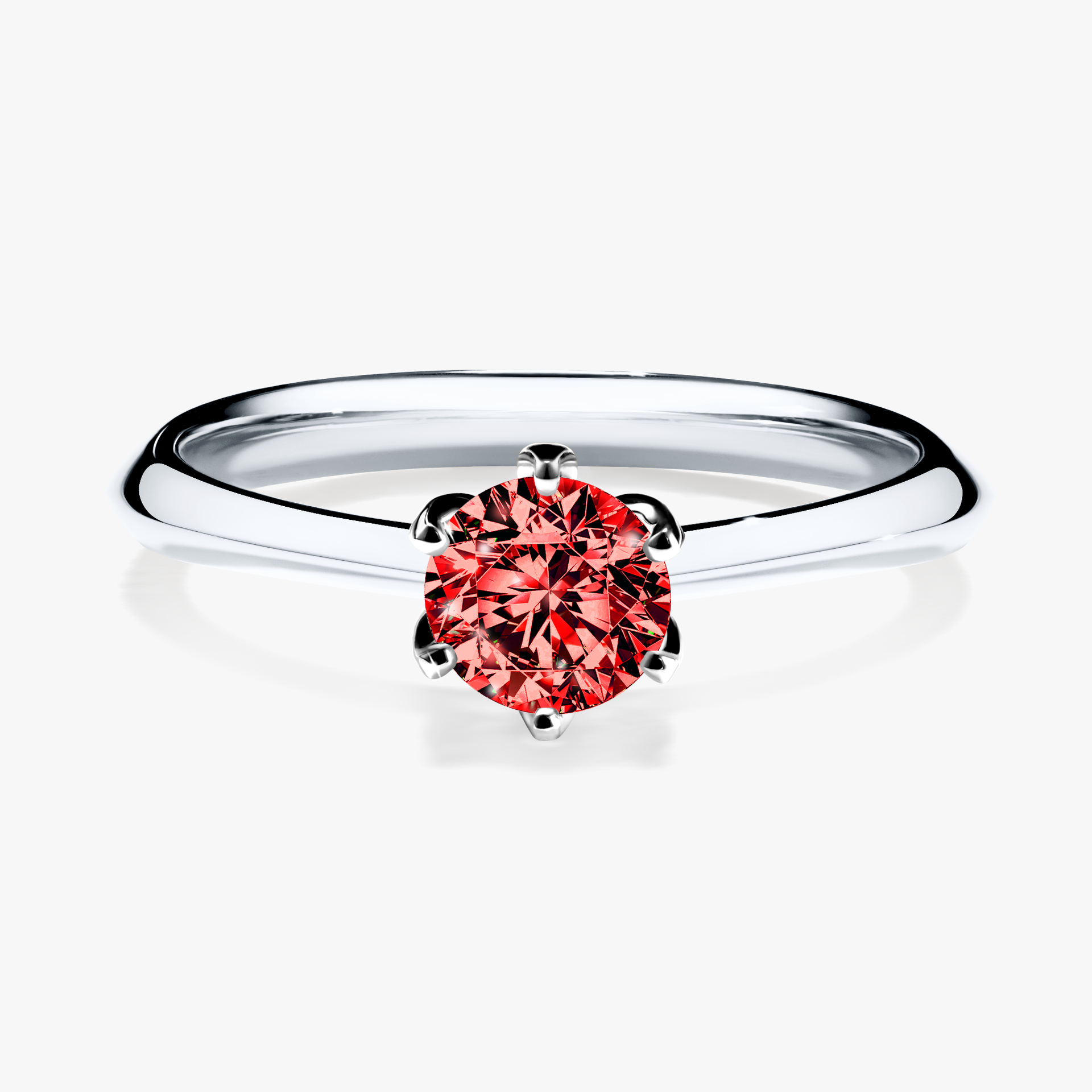 Pierścionek zaręczynowy My Daisy z białego złota z czerwonym diamentem 0,50ct