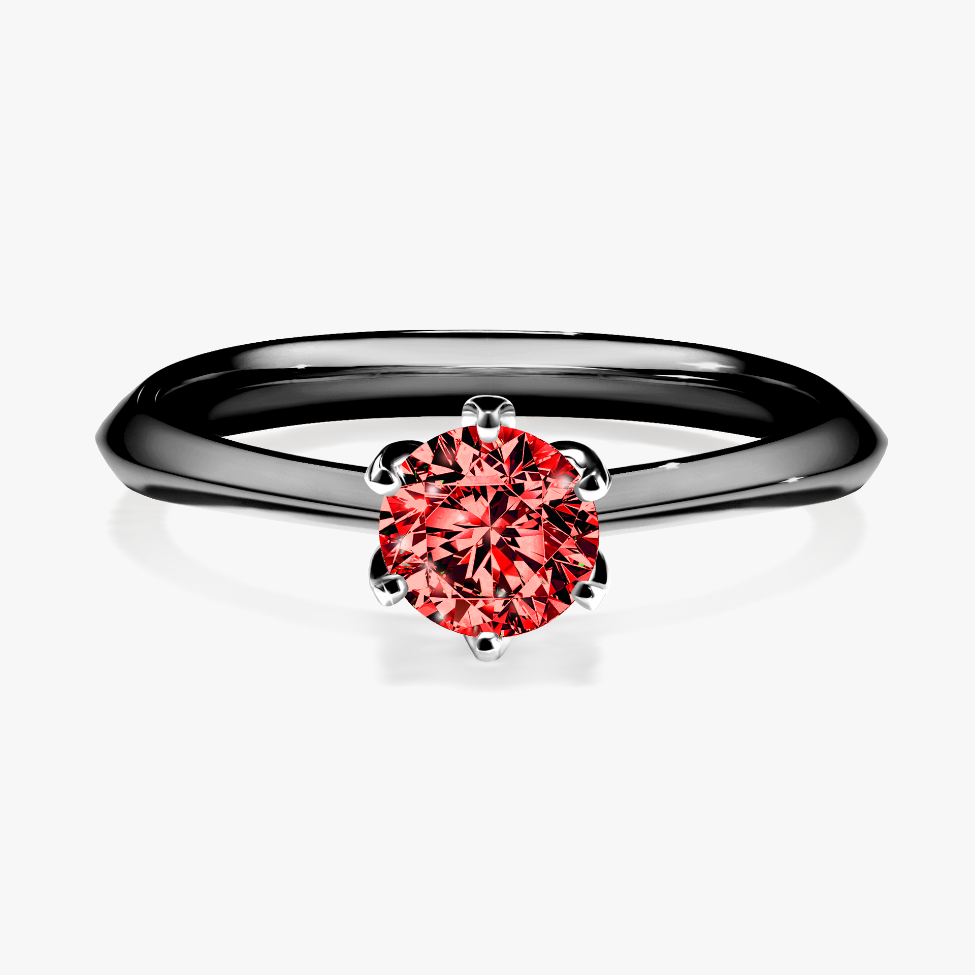 Pierścionek zaręczynowy My Daisy z czarnego złota z czerwonym diamentem 0,50ct