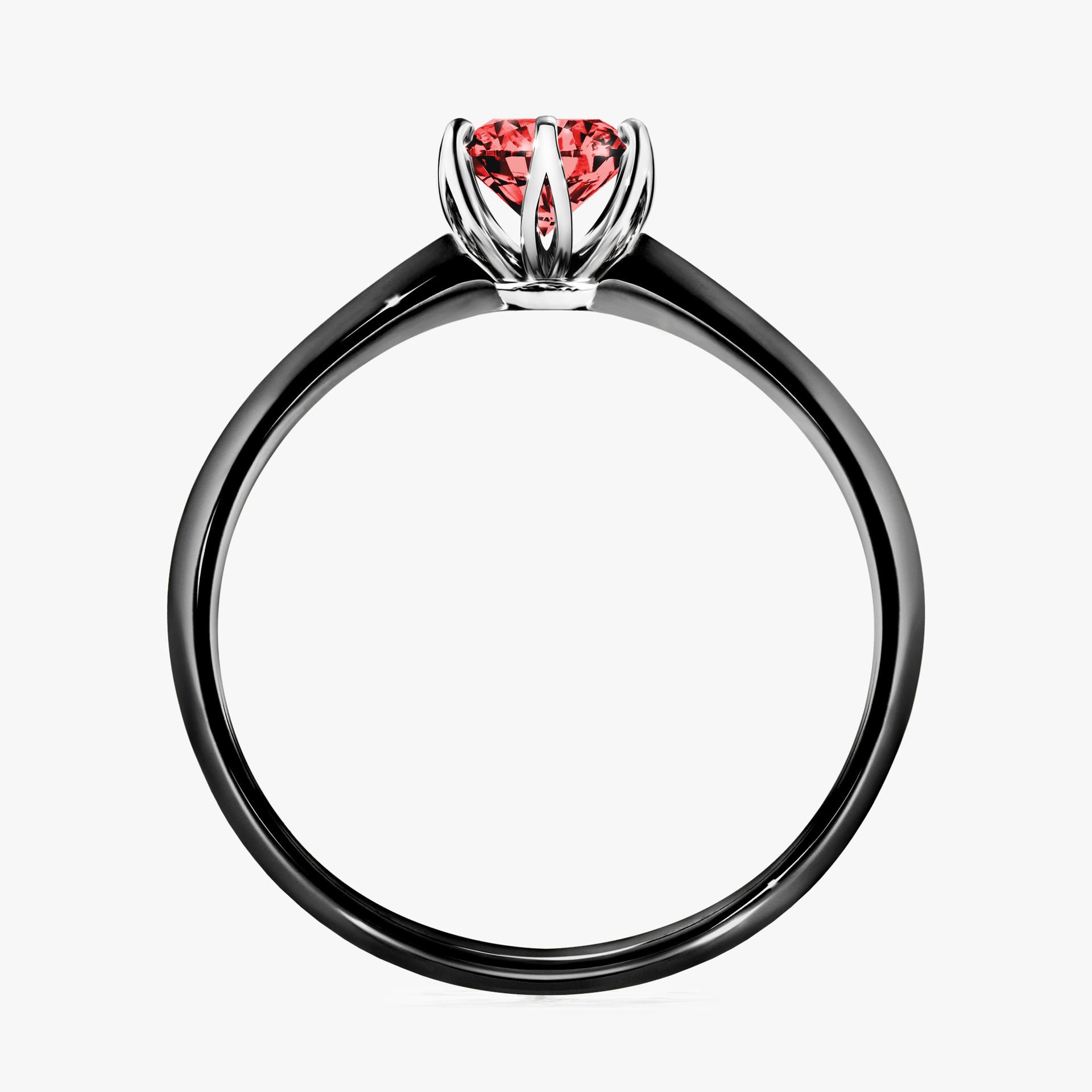 Pierścionek zaręczynowy My Daisy z czarnego złota z czerwonym diamentem 0,50ct