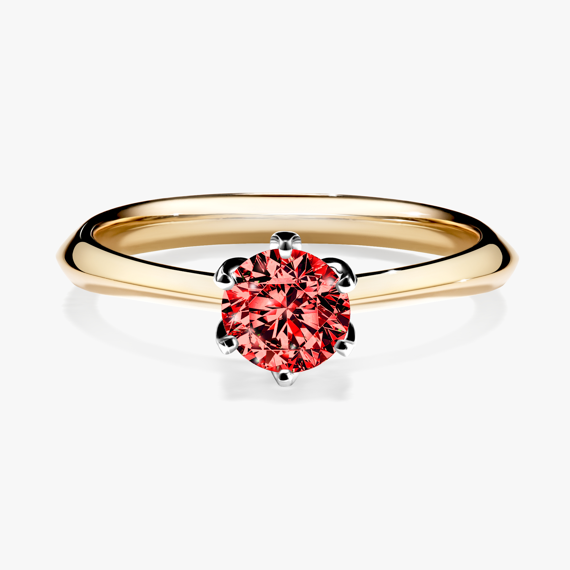 Pierścionek zaręczynowy My Daisy z żółtego złota z czerwonym diamentem 0,50ct