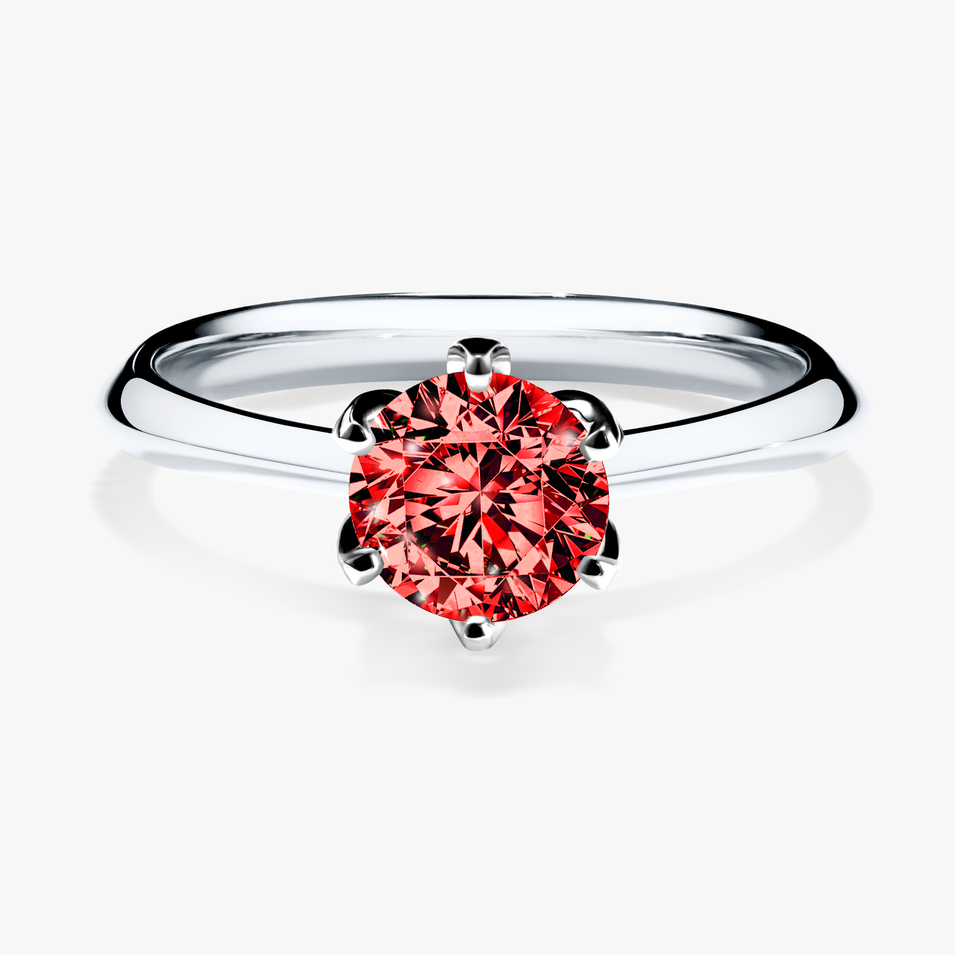 Pierścionek zaręczynowy My Daisy z białego złota z czerwonym diamentem 0,80ct