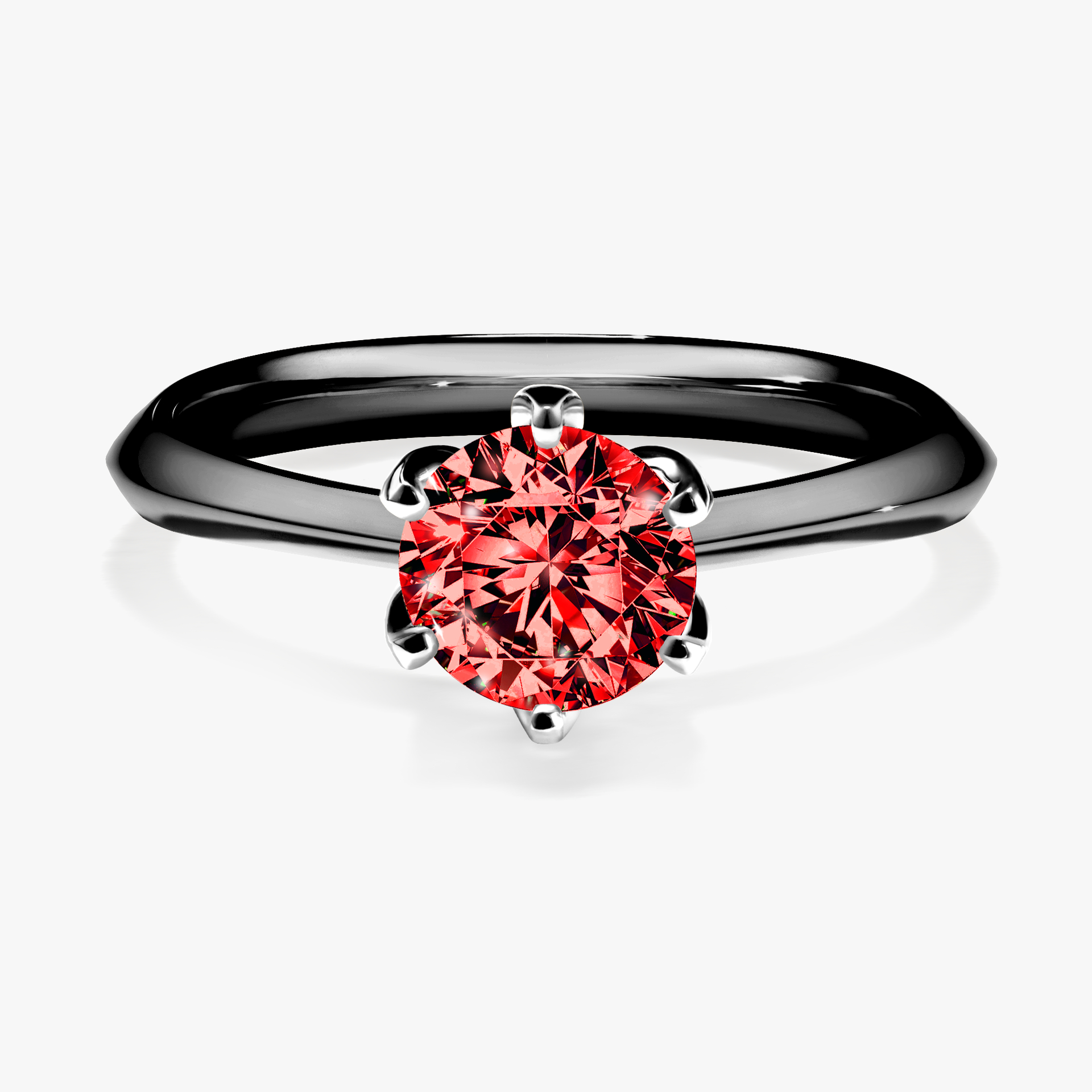 Pierścionek zaręczynowy My Daisy z czarnego złota z czerwonym diamentem 0,80ct