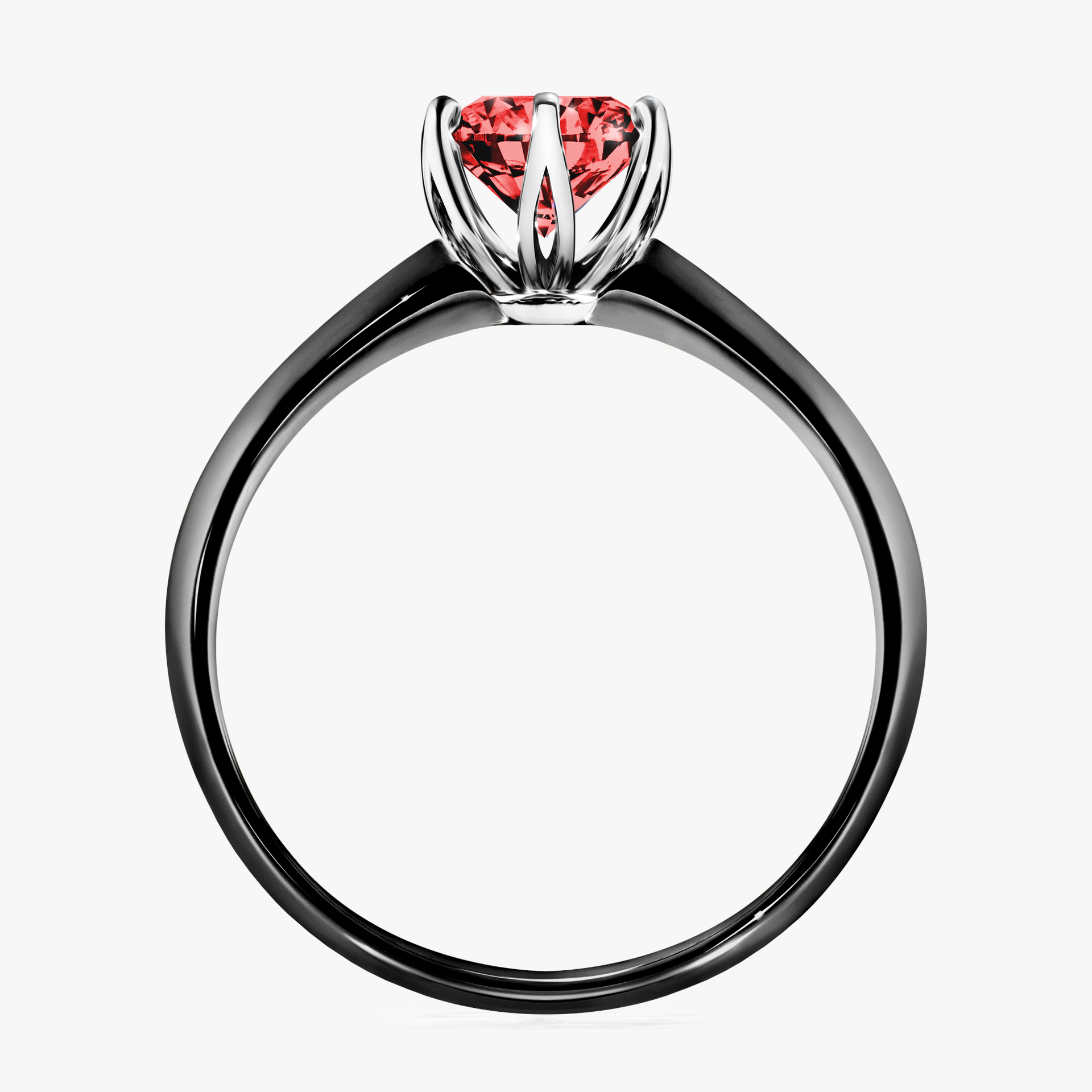 Pierścionek zaręczynowy My Daisy z czarnego złota z czerwonym diamentem 0,80ct